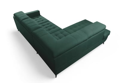 Rohová sedačka Nardo L s rozkladom ľavostranná - zelený zamat Bluvel 78 Rohová sedacia súprava Nardo L s funkciou spánku Ľavá strana - Zelený velúr Bluvel 78