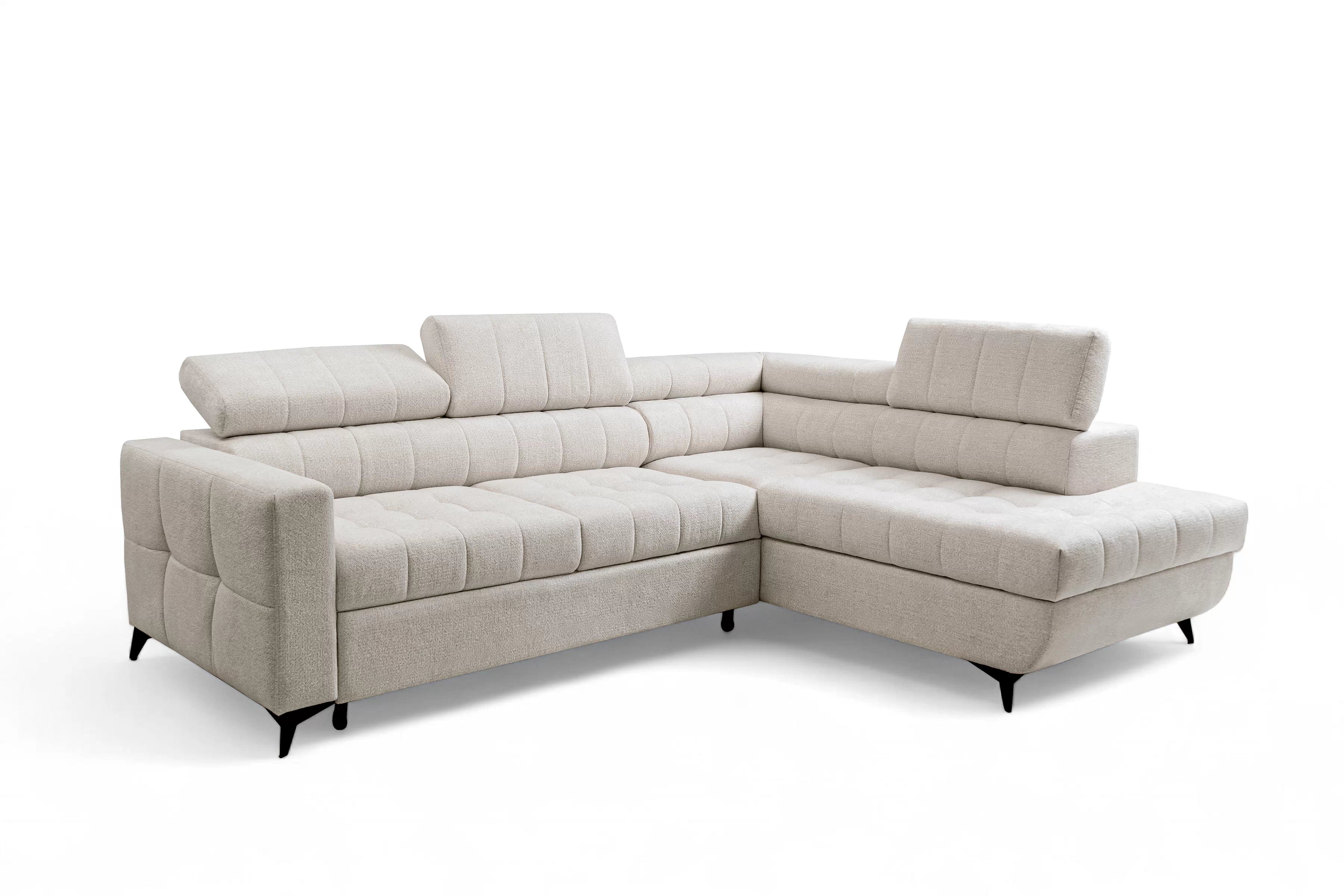 Rozkládací rohová sedací souprava Nardo L pravá - béžová Taro 04 Rohová sedací souprava Nardo L rozkládací pravá - béžová šenil latwoczyszczacy Taro 04 