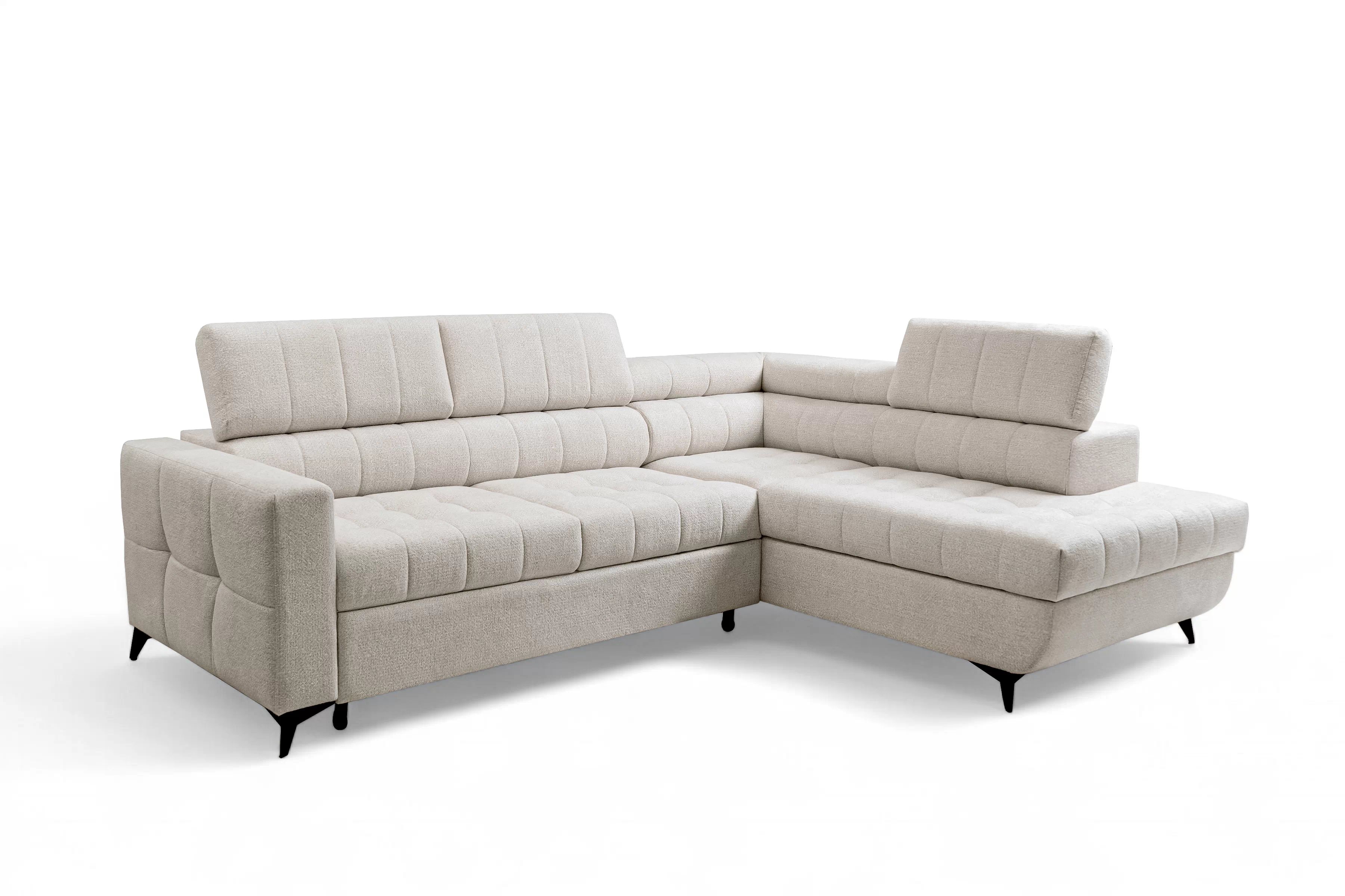 Rozkládací rohová sedací souprava Nardo L pravá - béžová Taro 04 Rohová sedací souprava Nardo L rozkládací pravá - béžová šenil latwoczyszczacy Taro 04 