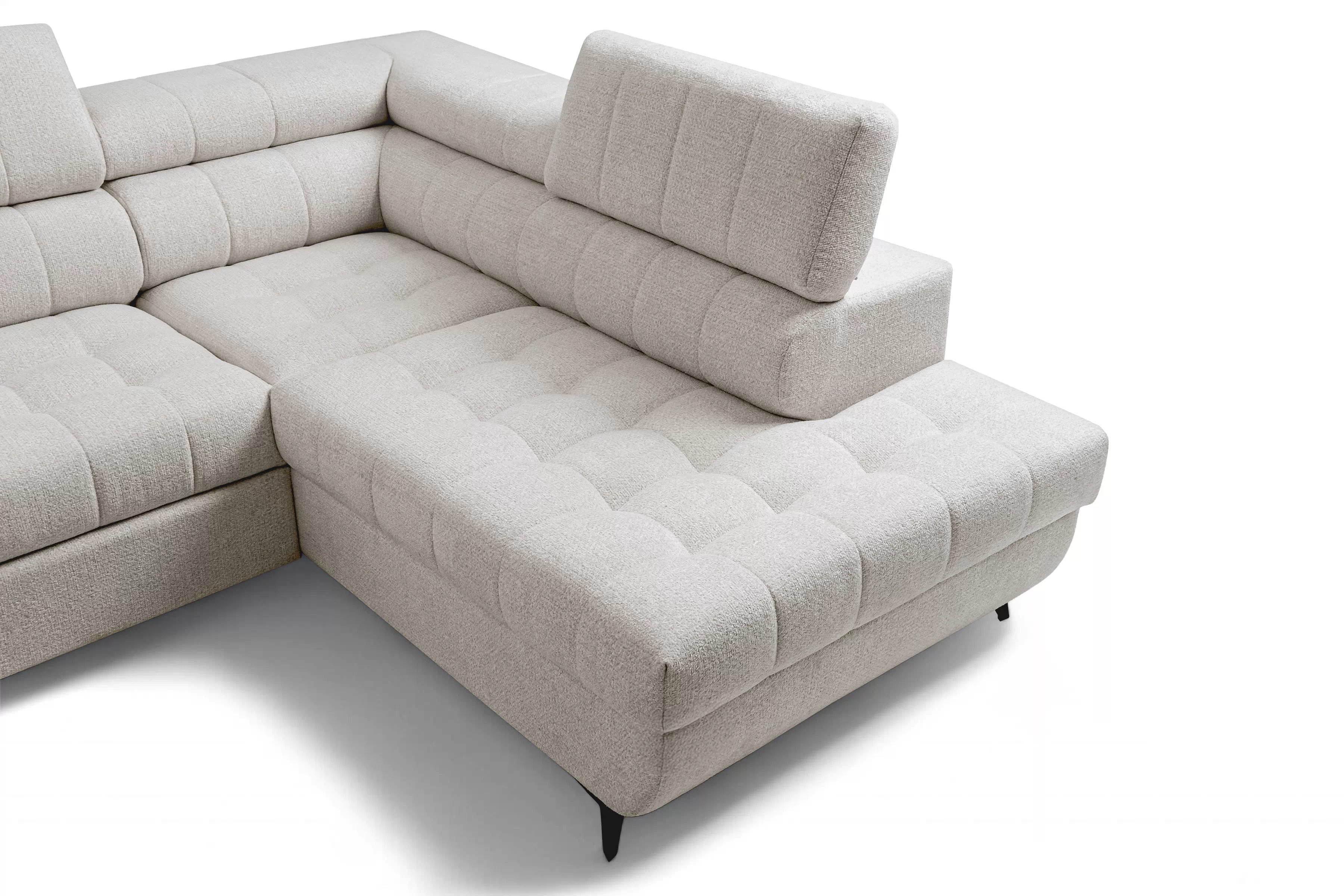 Rozkládací rohová sedací souprava Nardo L pravá - béžová Taro 04 Rohová sedací souprava Nardo L rozkládací pravá - béžová šenil latwoczyszczacy Taro 04 