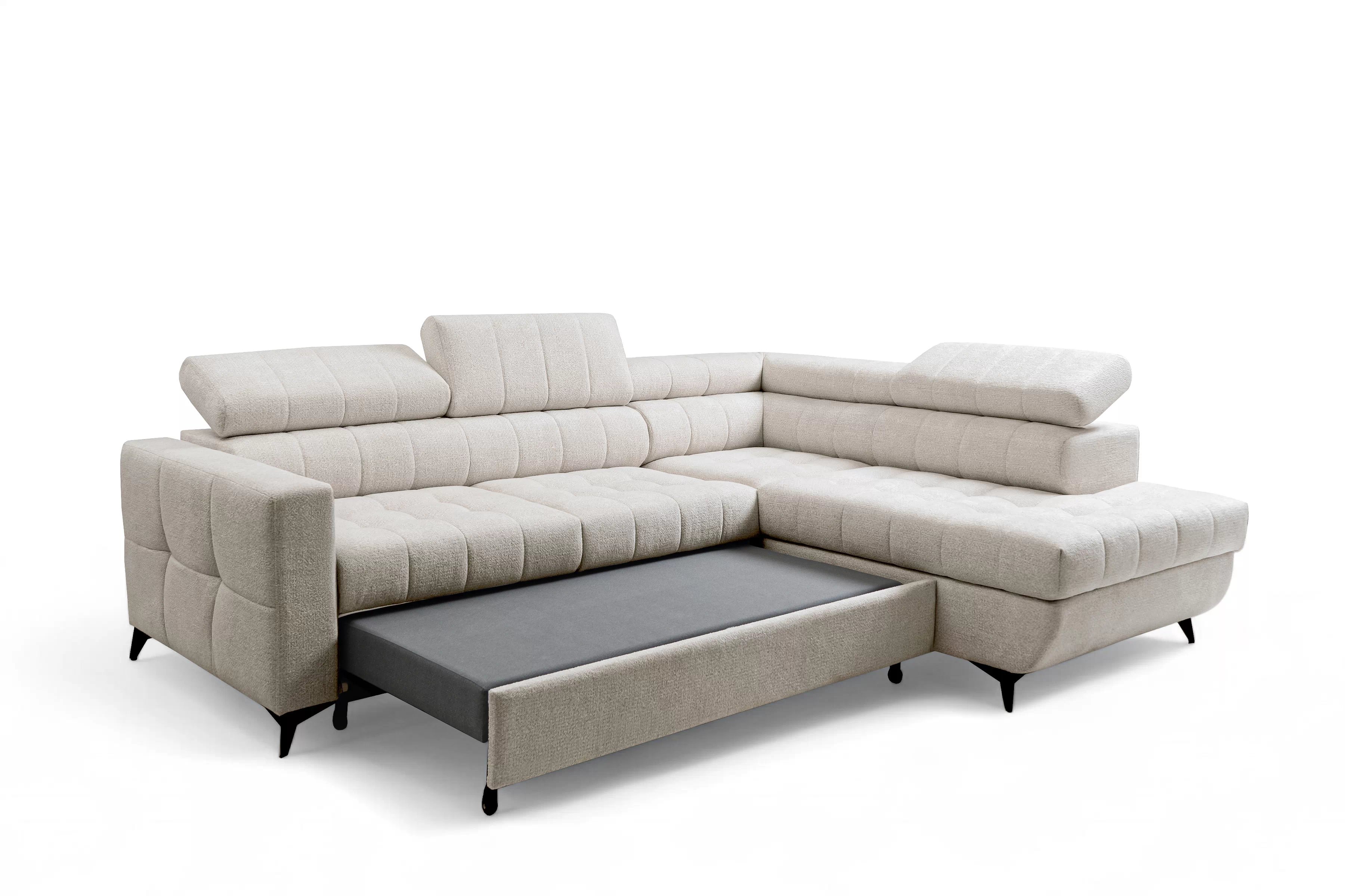 Rozkládací rohová sedací souprava Nardo L pravá - béžová Taro 04 Rohová sedací souprava Nardo L rozkládací pravá - béžová šenil latwoczyszczacy Taro 04 