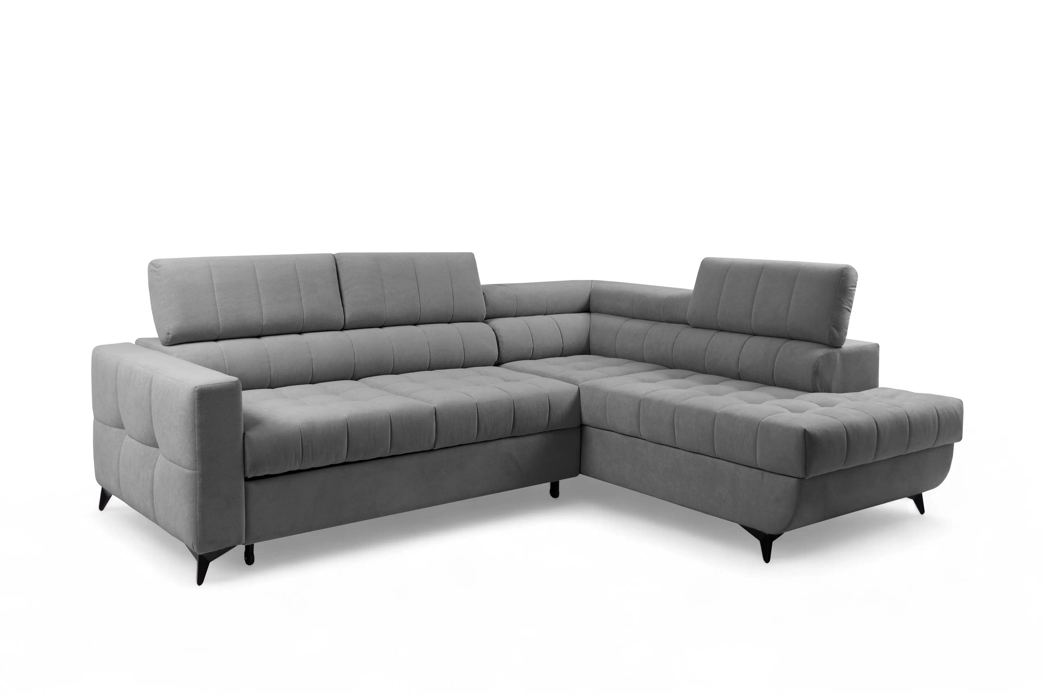 Rohová sedačka Nardo L s rozkladom pravostranná - sivý plyš Pretty 17 Rohová sedacia súprava Nardo L s funkciou spánku pravá strana - šedý plusz Pretty 17