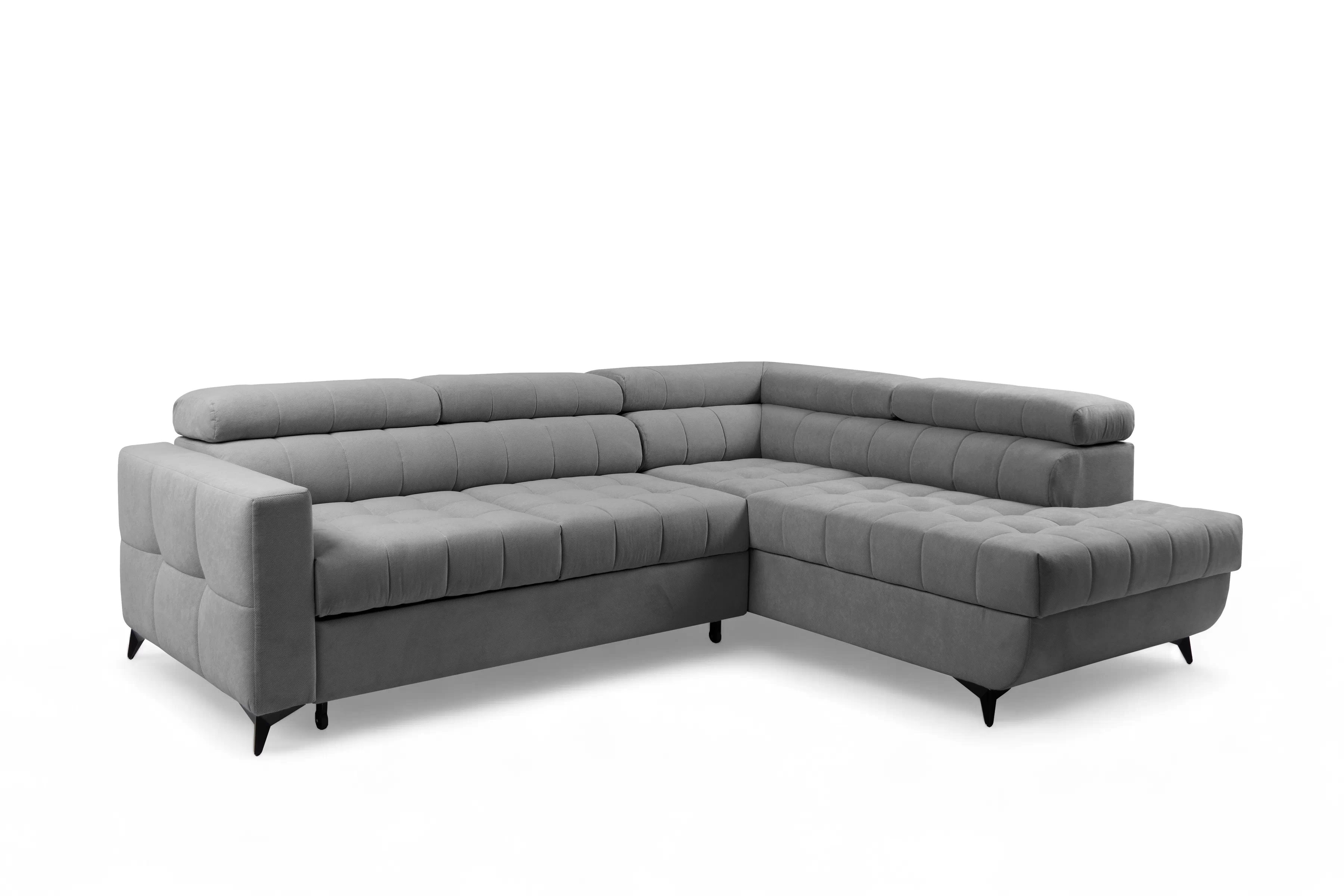 Rohová sedačka Nardo L s rozkladom pravostranná - sivý plyš Pretty 17 Rohová sedacia súprava Nardo L s funkciou spánku pravá strana - šedý plusz Pretty 17