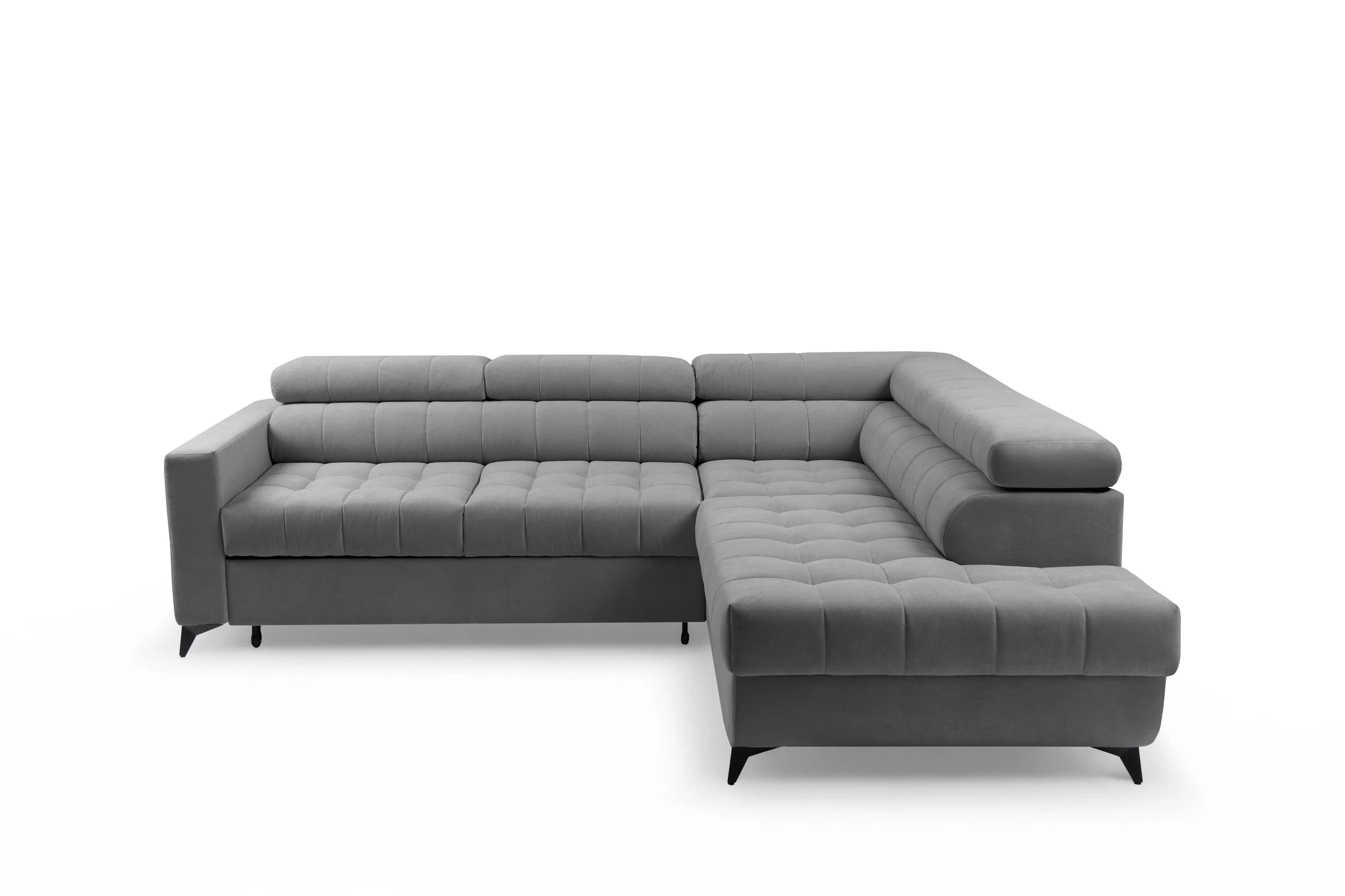 Rohová sedačka Nardo L s rozkladom pravostranná - sivý plyš Pretty 17 Rohová sedacia súprava Nardo L s funkciou spánku pravá strana - šedý plusz Pretty 17