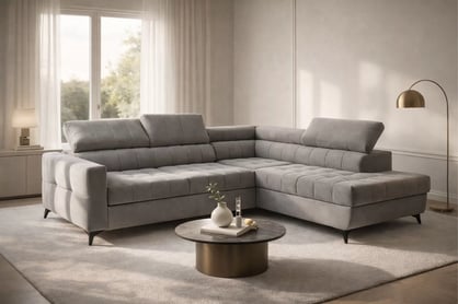 Rohová sedačka Nardo L s rozkladom pravostranná - sivý plyš Pretty 17 Rohová sedacia súprava Nardo L s funkciou spánku pravá strana - šedý plusz Pretty 17