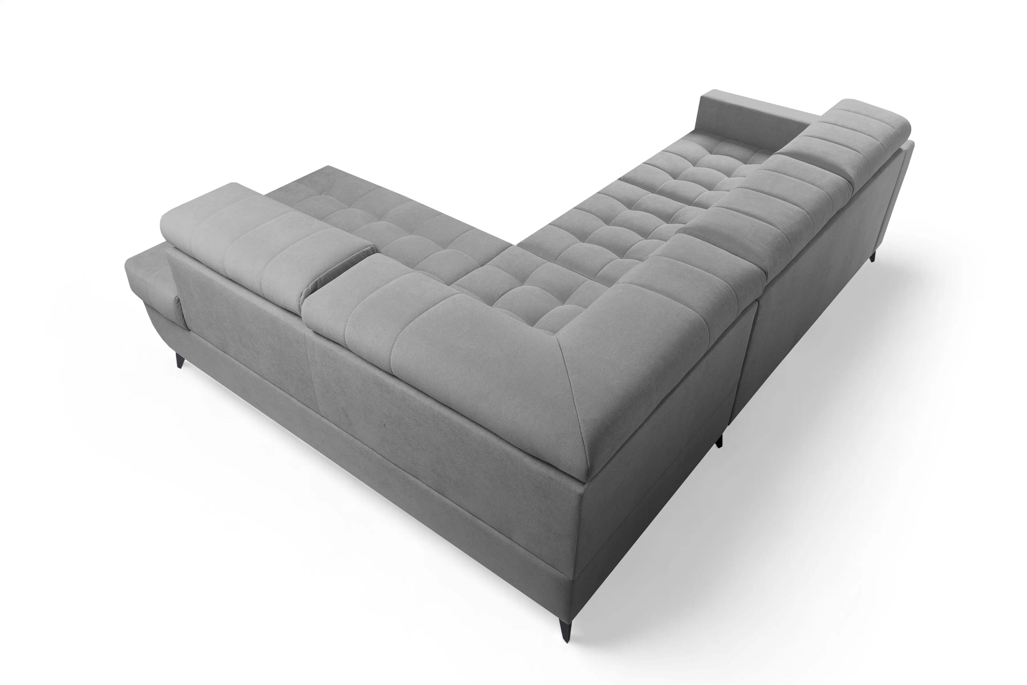 Rohová sedačka Nardo L s rozkladom pravostranná - sivý plyš Pretty 17 Rohová sedacia súprava Nardo L s funkciou spánku pravá strana - šedý plusz Pretty 17