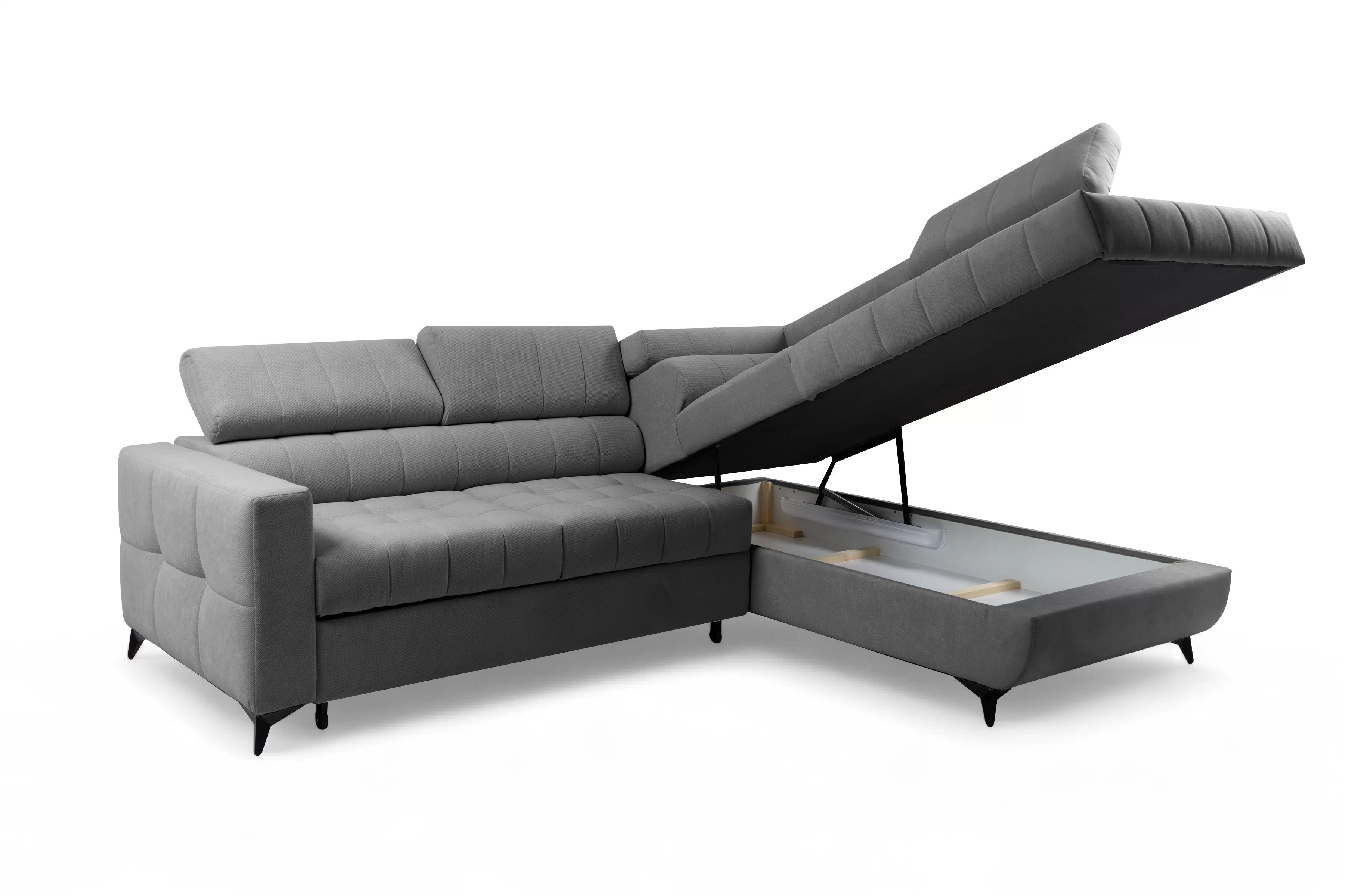 Rohová sedačka Nardo L s rozkladom pravostranná - sivý plyš Pretty 17 Rohová sedacia súprava Nardo L s funkciou spánku pravá strana - šedý plusz Pretty 17