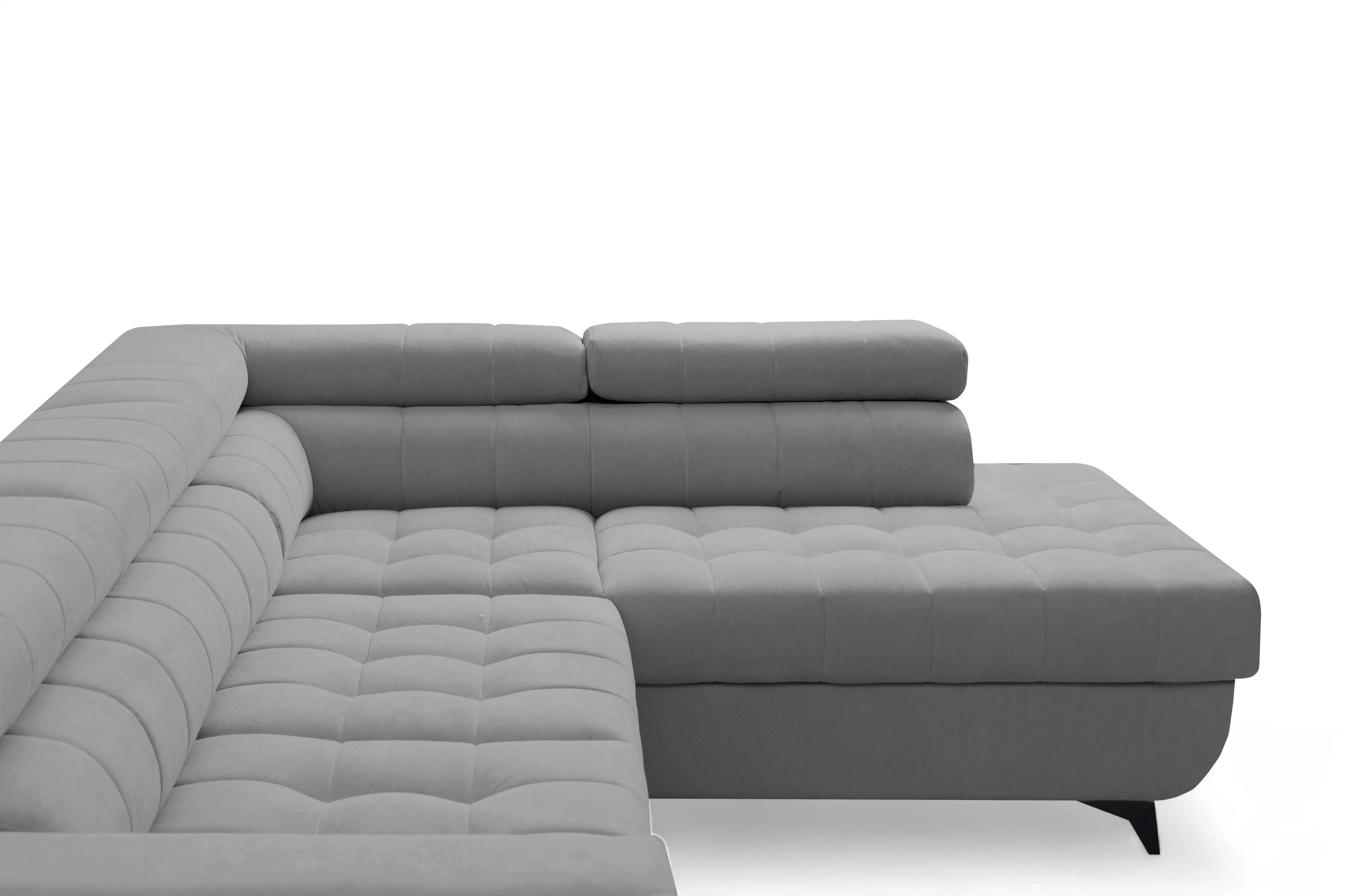 Rohová sedačka Nardo L s rozkladom pravostranná - sivý plyš Pretty 17 Rohová sedacia súprava Nardo L s funkciou spánku pravá strana - šedý plusz Pretty 17