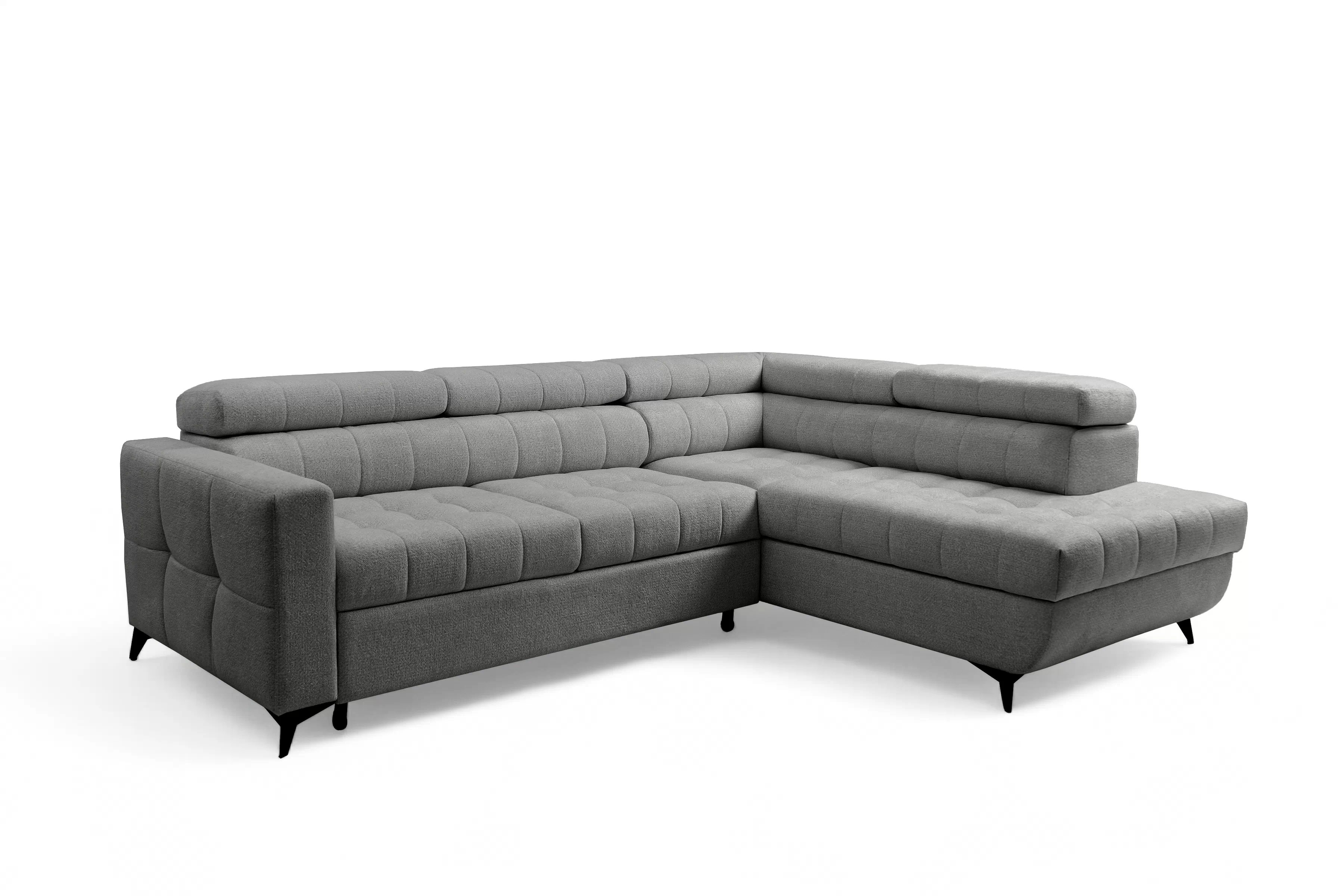 Rozkladacia rohová sedacia súprava Nardo L pravá - šedá ľahkočistiaca žinylka Taro 97 Rohová sedacia súprava Nardo L s funkciou spánku pravá strana - šedý šenil ľahkočistiaci Taro 97 