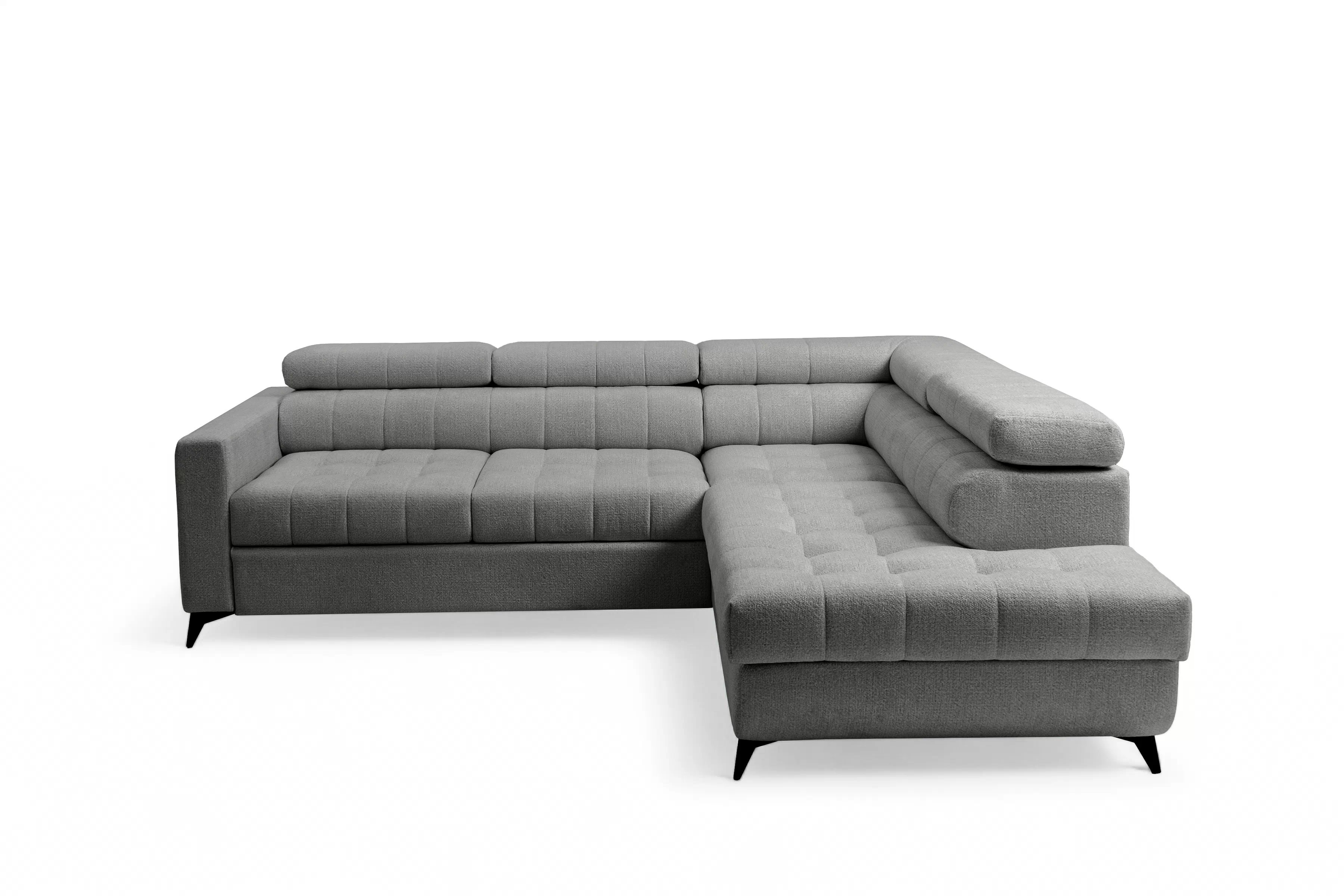 Rozkladacia rohová sedacia súprava Nardo L pravá - šedá ľahkočistiaca žinylka Taro 97 Rohová sedacia súprava Nardo L s funkciou spánku pravá strana - šedý šenil ľahkočistiaci Taro 97 