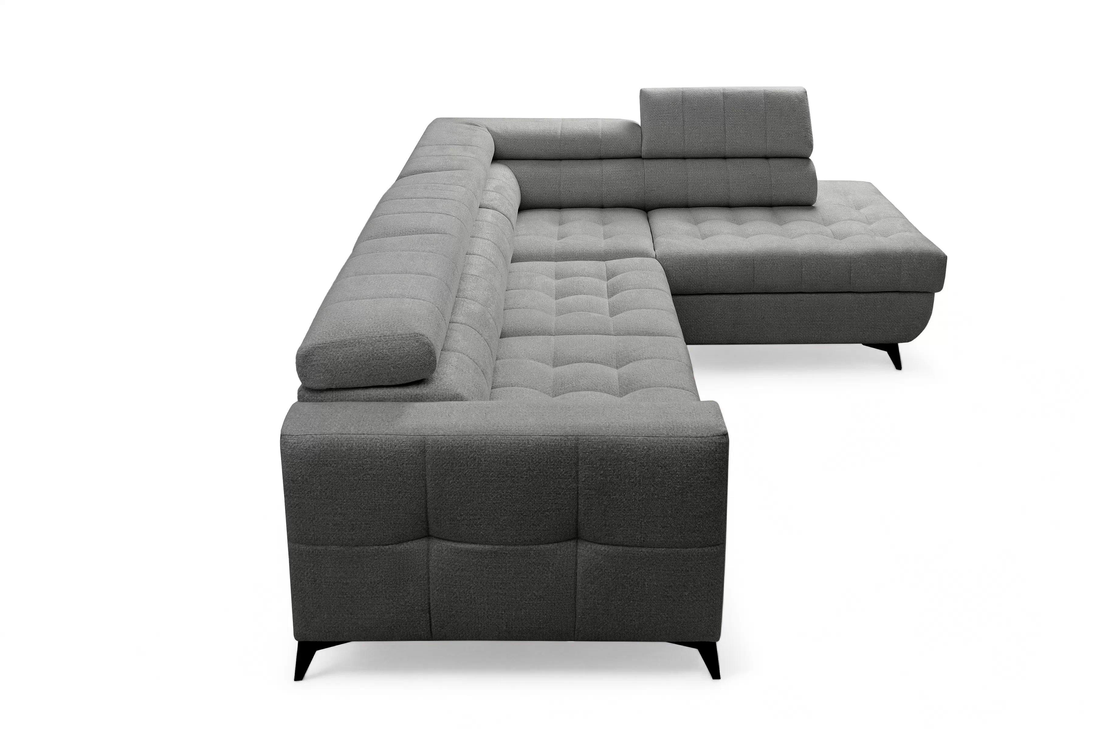 Rozkladacia rohová sedacia súprava Nardo L pravá - šedá ľahkočistiaca žinylka Taro 97 Rohová sedacia súprava Nardo L s funkciou spánku pravá strana - šedý šenil ľahkočistiaci Taro 97 