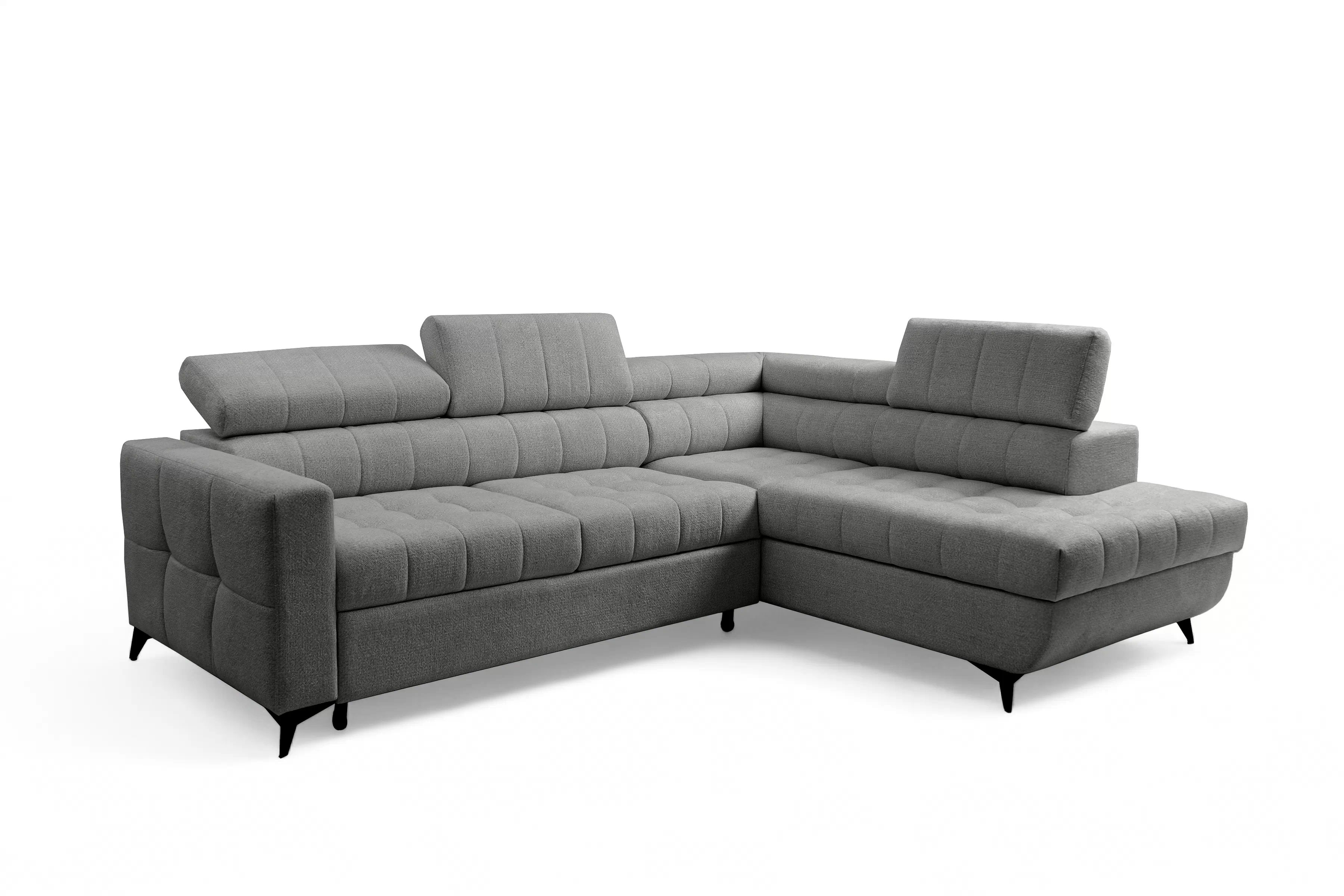 Rozkladacia rohová sedacia súprava Nardo L pravá - šedá ľahkočistiaca žinylka Taro 97 Rohová sedacia súprava Nardo L s funkciou spánku pravá strana - šedý šenil ľahkočistiaci Taro 97 