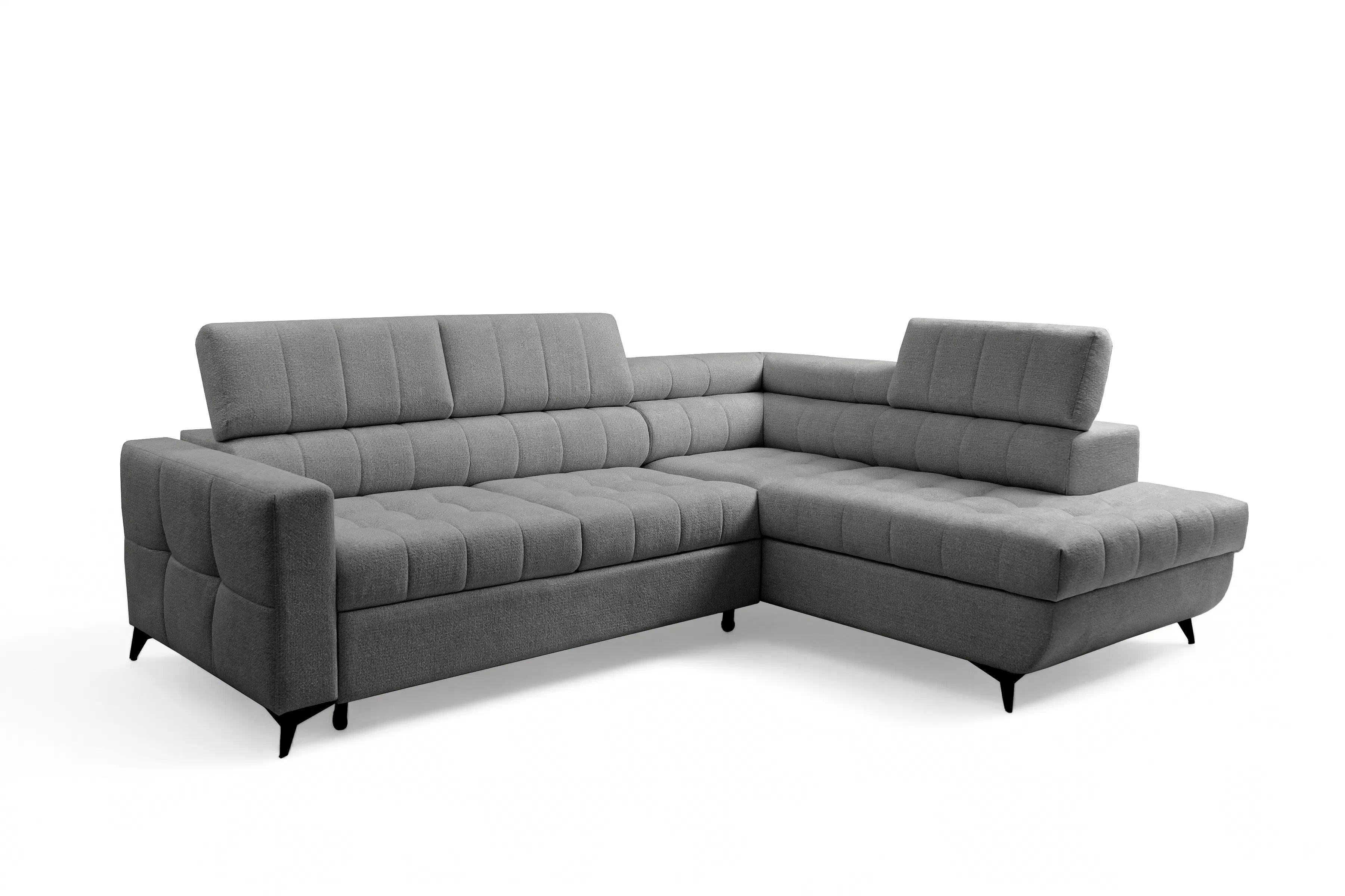 Rozkladacia rohová sedacia súprava Nardo L pravá - šedá ľahkočistiaca žinylka Taro 97 Rohová sedacia súprava Nardo L s funkciou spánku pravá strana - šedý šenil ľahkočistiaci Taro 97 