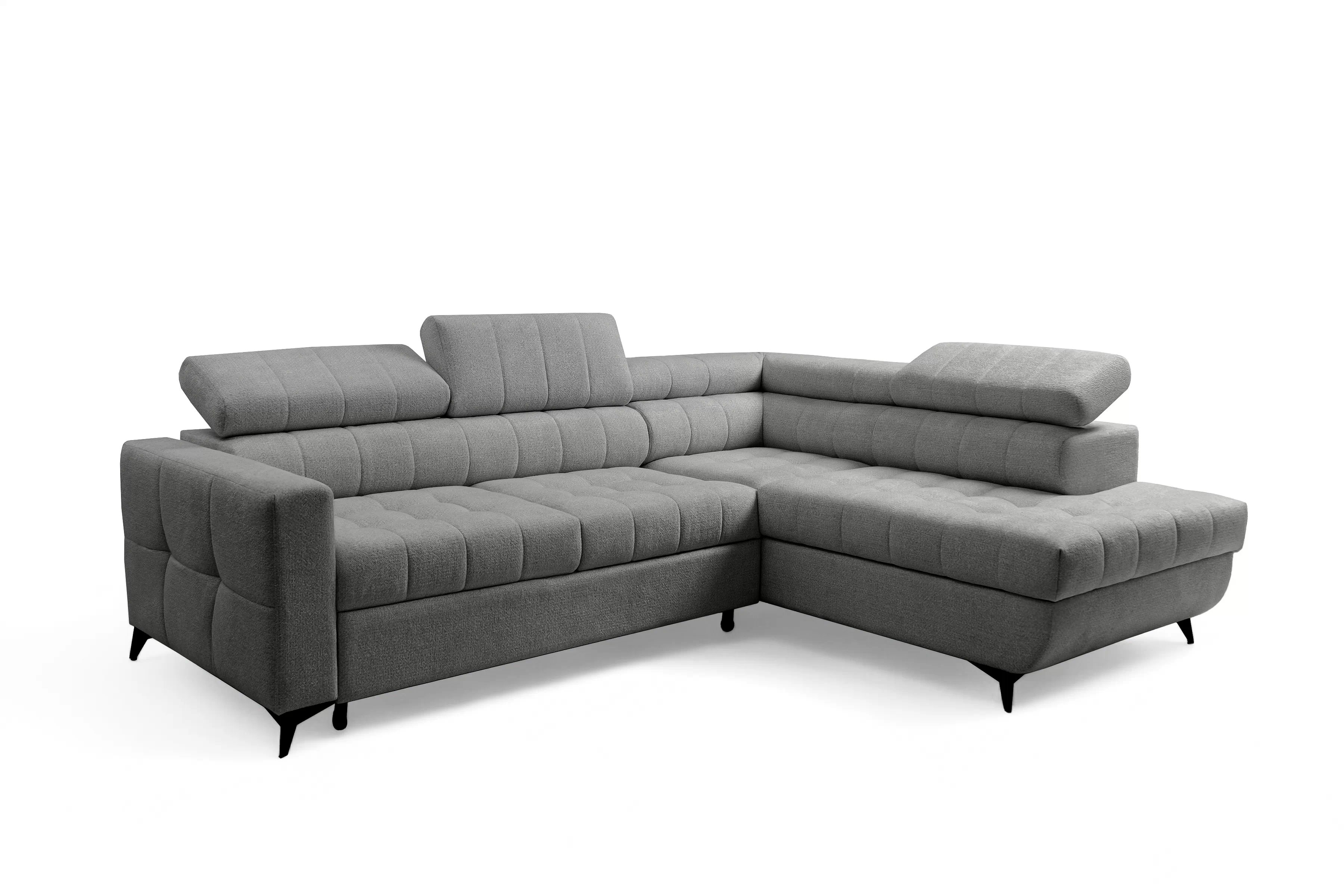 Rozkladacia rohová sedacia súprava Nardo L pravá - šedá ľahkočistiaca žinylka Taro 97 Rohová sedacia súprava Nardo L s funkciou spánku pravá strana - šedý šenil ľahkočistiaci Taro 97 