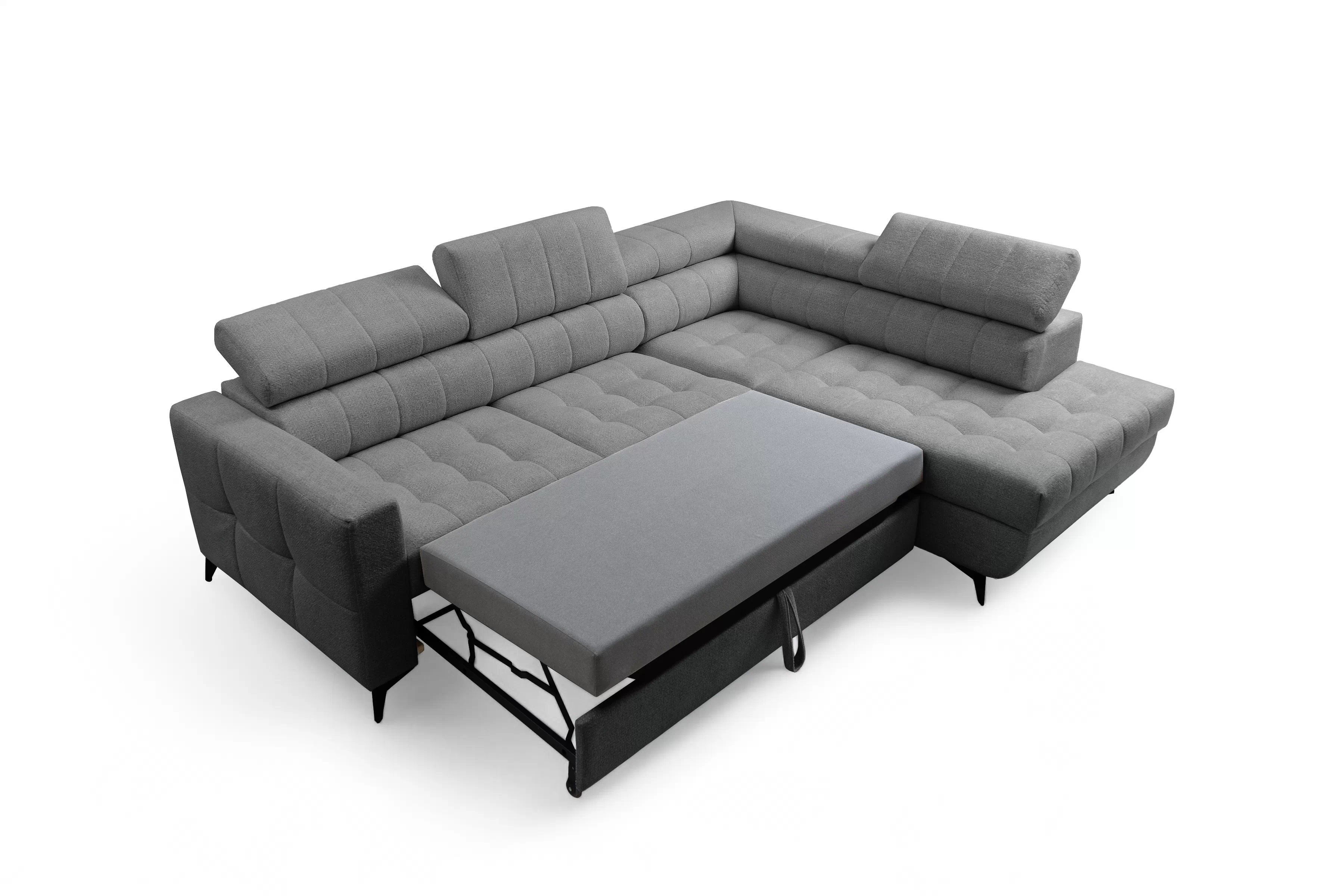 Rozkladacia rohová sedacia súprava Nardo L pravá - šedá ľahkočistiaca žinylka Taro 97 Rohová sedacia súprava Nardo L s funkciou spánku pravá strana - šedý šenil ľahkočistiaci Taro 97 