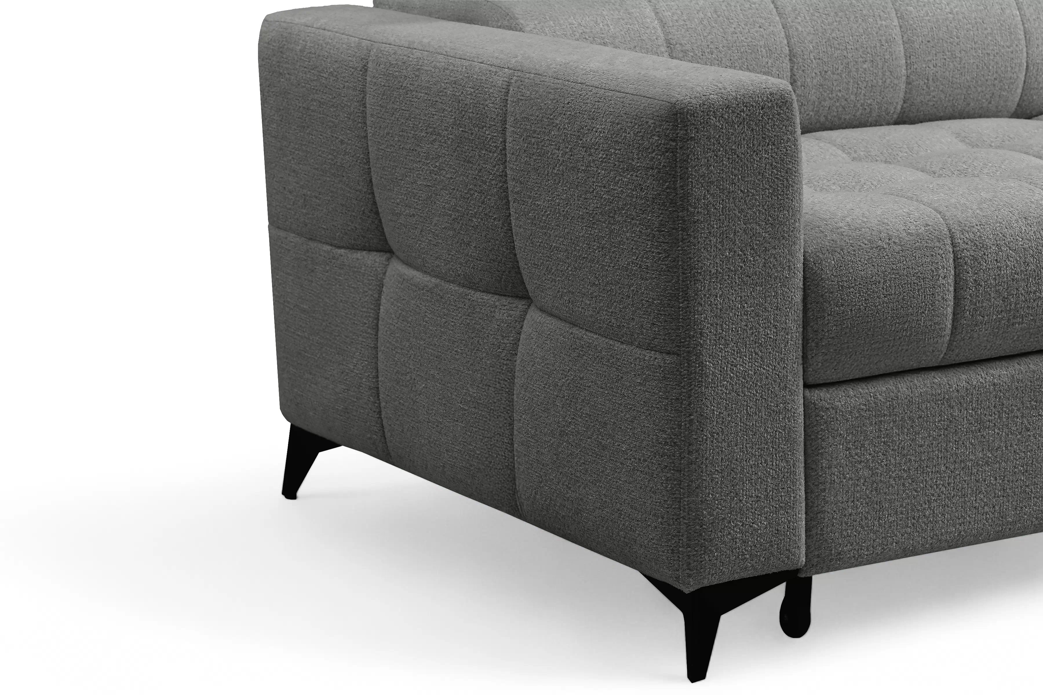 Rozkladacia rohová sedacia súprava Nardo L pravá - šedá ľahkočistiaca žinylka Taro 97 Rohová sedacia súprava Nardo L s funkciou spánku pravá strana - šedý šenil ľahkočistiaci Taro 97 