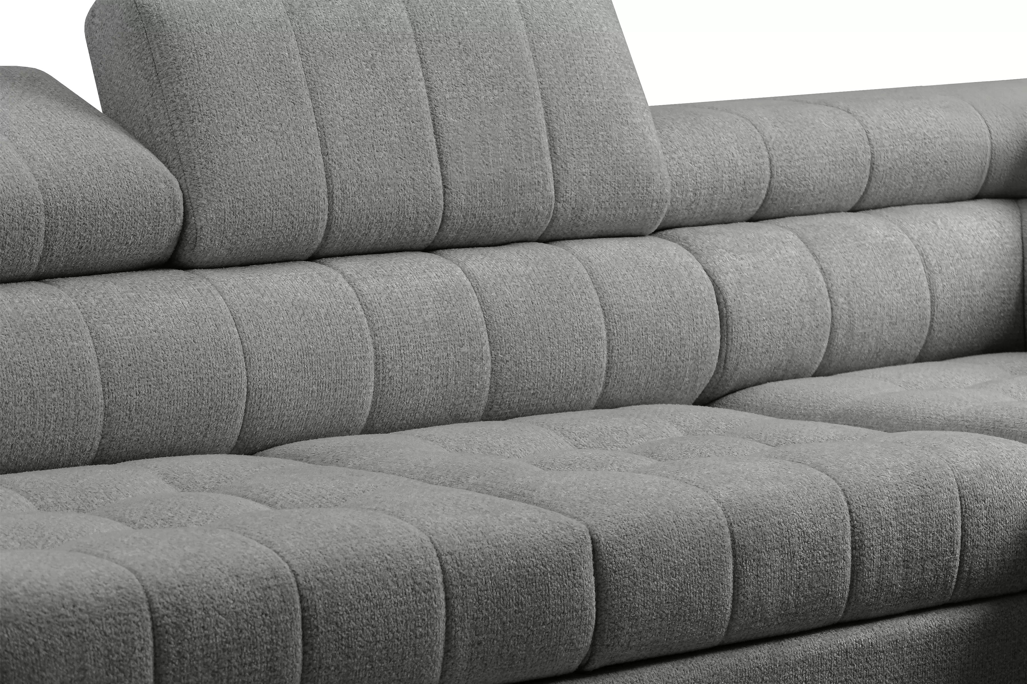 Rozkladacia rohová sedacia súprava Nardo L pravá - šedá ľahkočistiaca žinylka Taro 97 Rohová sedacia súprava Nardo L s funkciou spánku pravá strana - šedý šenil ľahkočistiaci Taro 97 