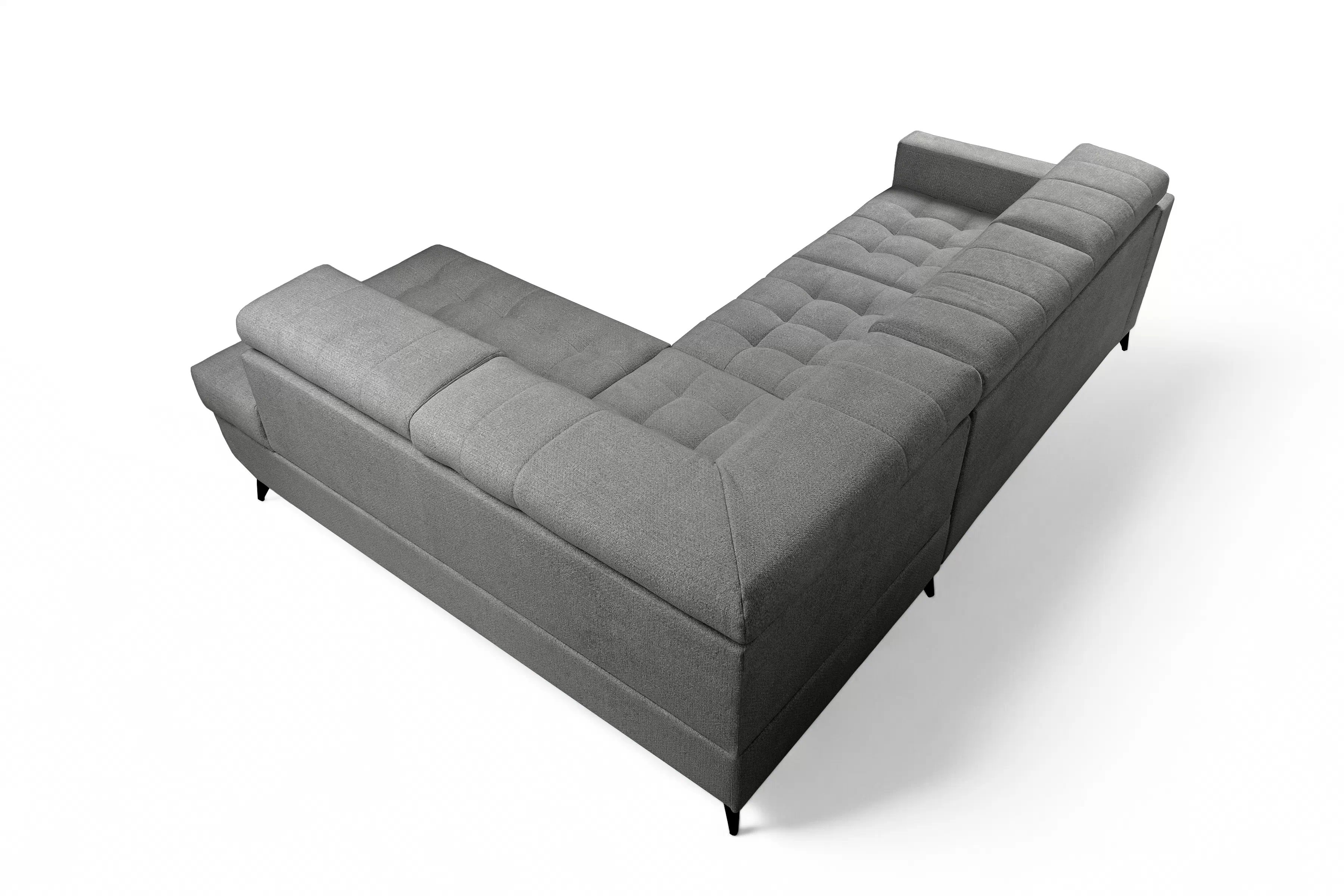 Rozkladacia rohová sedacia súprava Nardo L pravá - šedá ľahkočistiaca žinylka Taro 97 Rohová sedacia súprava Nardo L s funkciou spánku pravá strana - šedý šenil ľahkočistiaci Taro 97 