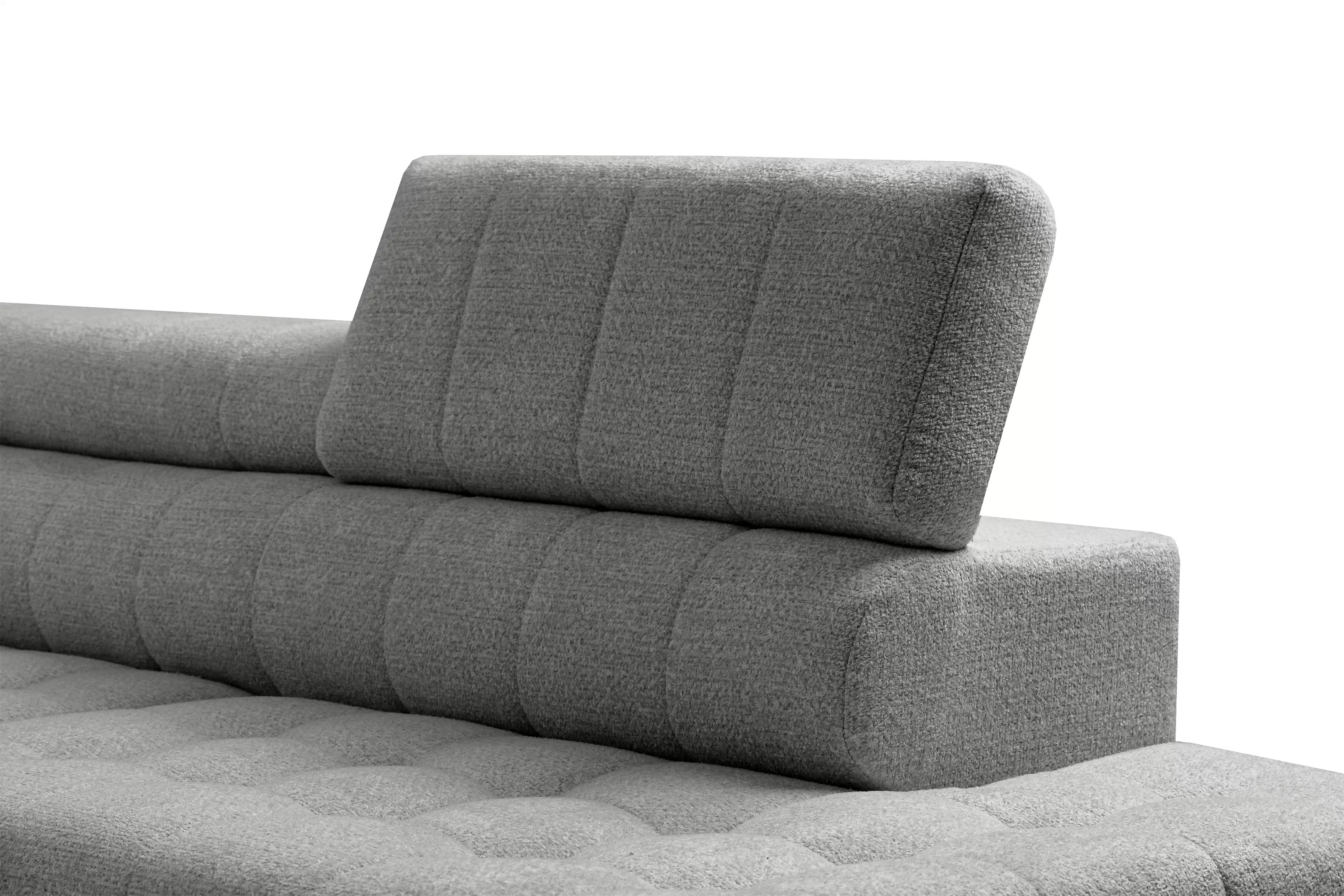 Rozkladacia rohová sedacia súprava Nardo L pravá - šedá ľahkočistiaca žinylka Taro 97 Rohová sedacia súprava Nardo L s funkciou spánku pravá strana - šedý šenil ľahkočistiaci Taro 97 