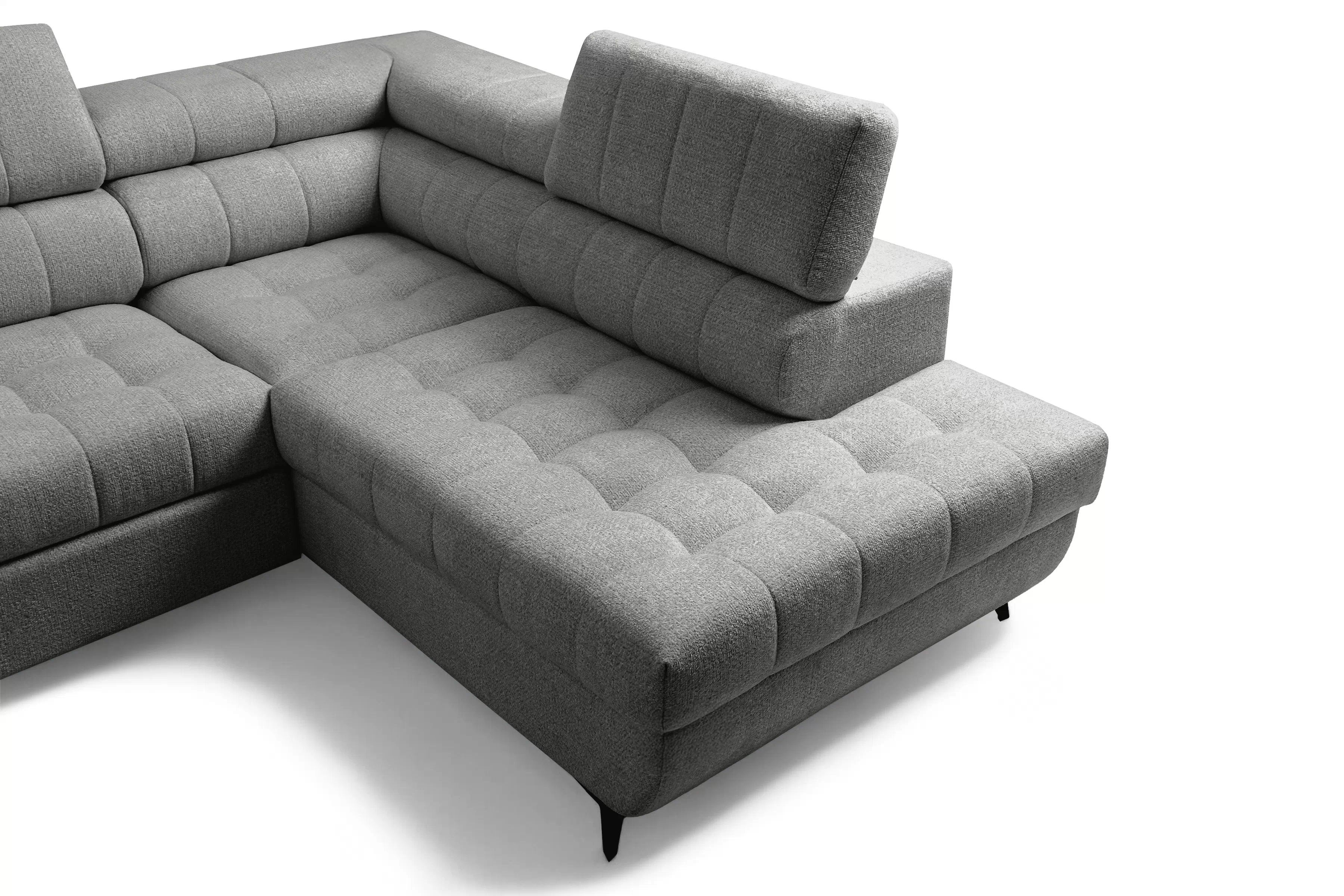 Rozkladacia rohová sedacia súprava Nardo L pravá - šedá ľahkočistiaca žinylka Taro 97 Rohová sedacia súprava Nardo L s funkciou spánku pravá strana - šedý šenil ľahkočistiaci Taro 97 