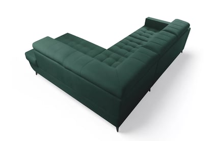 Rozkladacia rohová sedacia súprava Nardo L pravá - zelený zamat Bluvel 78 Rohová sedacia súprava Nardo L s funkciou spánku pravá strana - Zelený velúr Bluvel 78