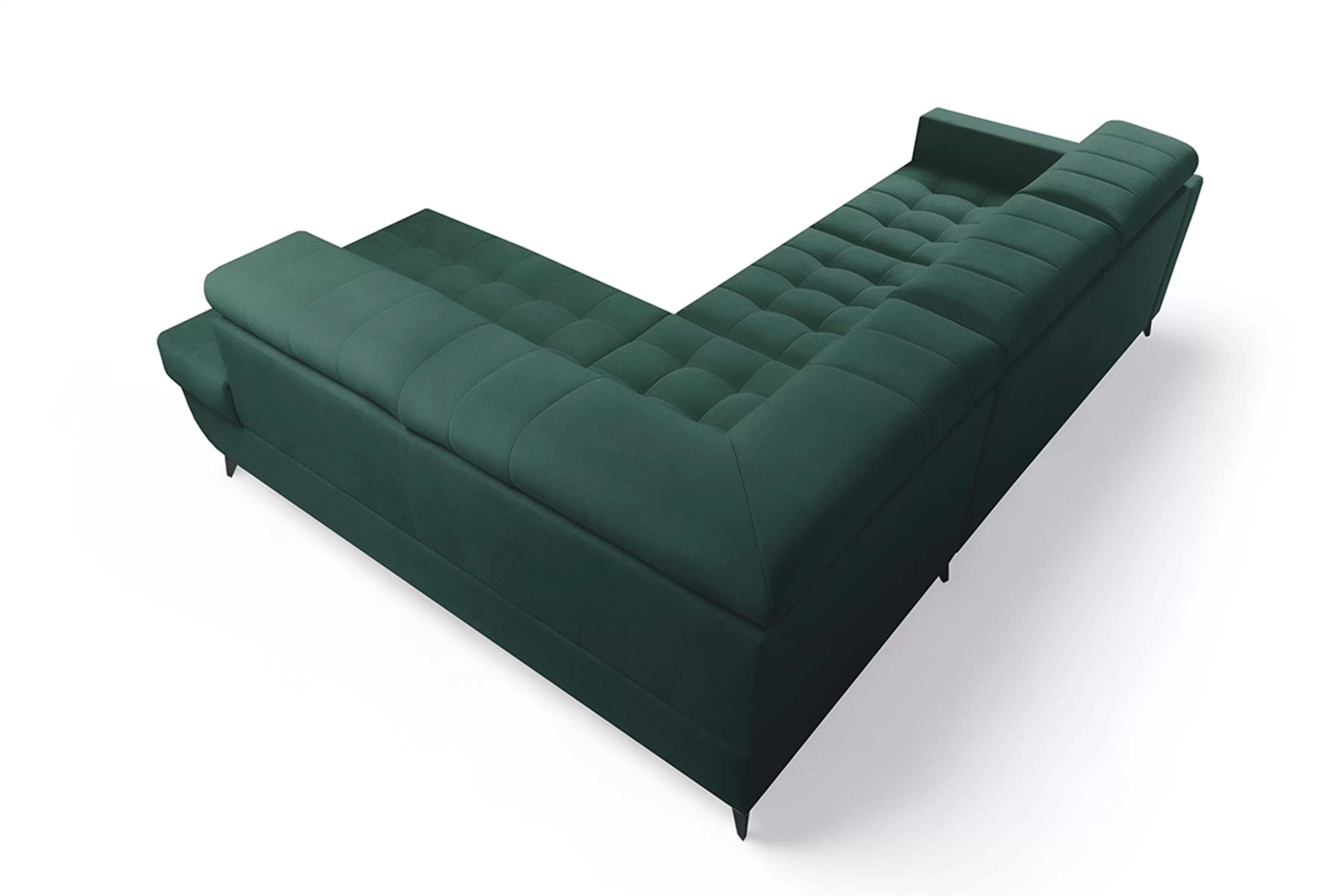 Rozkladacia rohová sedacia súprava Nardo L pravá - zelený zamat Bluvel 78 Rohová sedacia súprava Nardo L s funkciou spánku pravá strana - Zelený velúr Bluvel 78