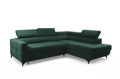 Rozkladacia rohová sedacia súprava Nardo L pravá - zelený zamat Bluvel 78