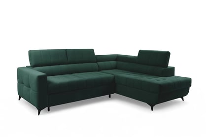Rozkladacia rohová sedacia súprava Nardo L pravá - zelený zamat Bluvel 78 Rohová sedacia súprava Nardo L s funkciou spánku pravá strana - Zelený velúr Bluvel 78