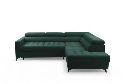 Rozkladacia rohová sedacia súprava Nardo L pravá - zelený zamat Bluvel 78 Rohová sedacia súprava Nardo L s funkciou spánku pravá strana - Zelený velúr Bluvel 78
