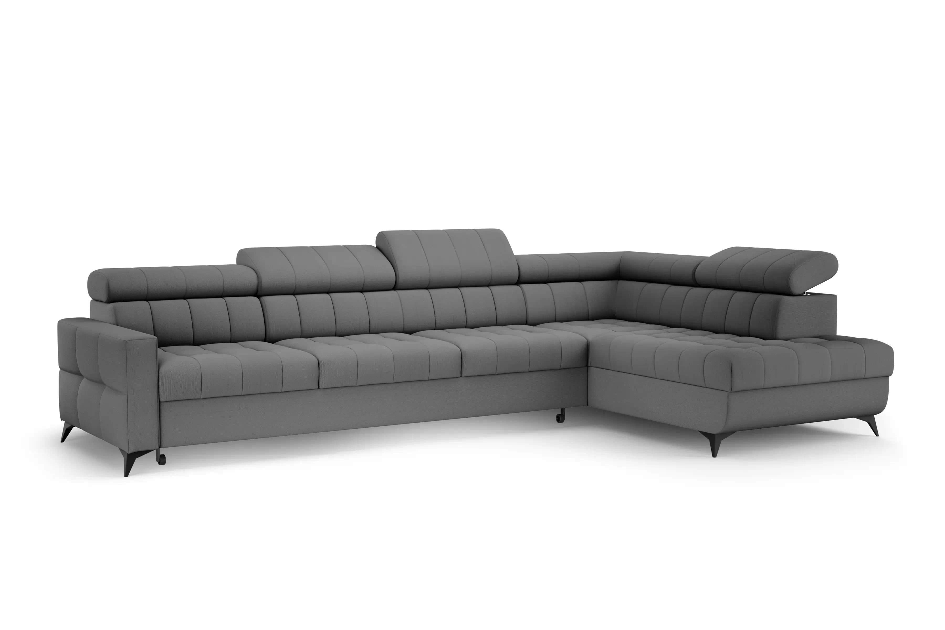 Rozkladacia rohová sedacia súprava Nardo Maxi pravá - sivý plyš Pretty 17 Rohová sedacia súprava Nardo Maxi s funkciou spánku pravá strana - šedý plusz Pretty 17