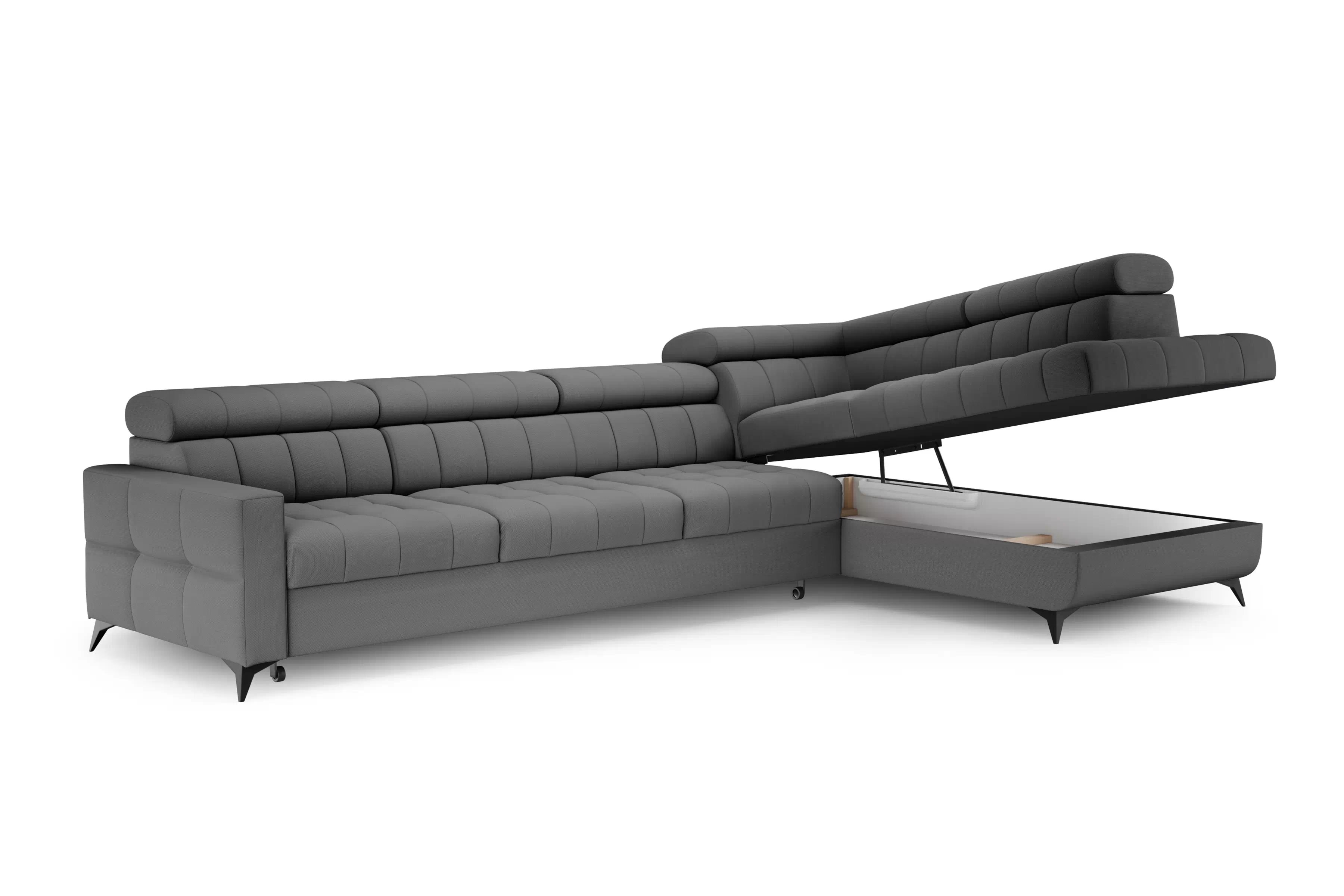 Rozkladacia rohová sedacia súprava Nardo Maxi pravá - sivý plyš Pretty 17 Rohová sedacia súprava Nardo Maxi s funkciou spánku pravá strana - šedý plusz Pretty 17