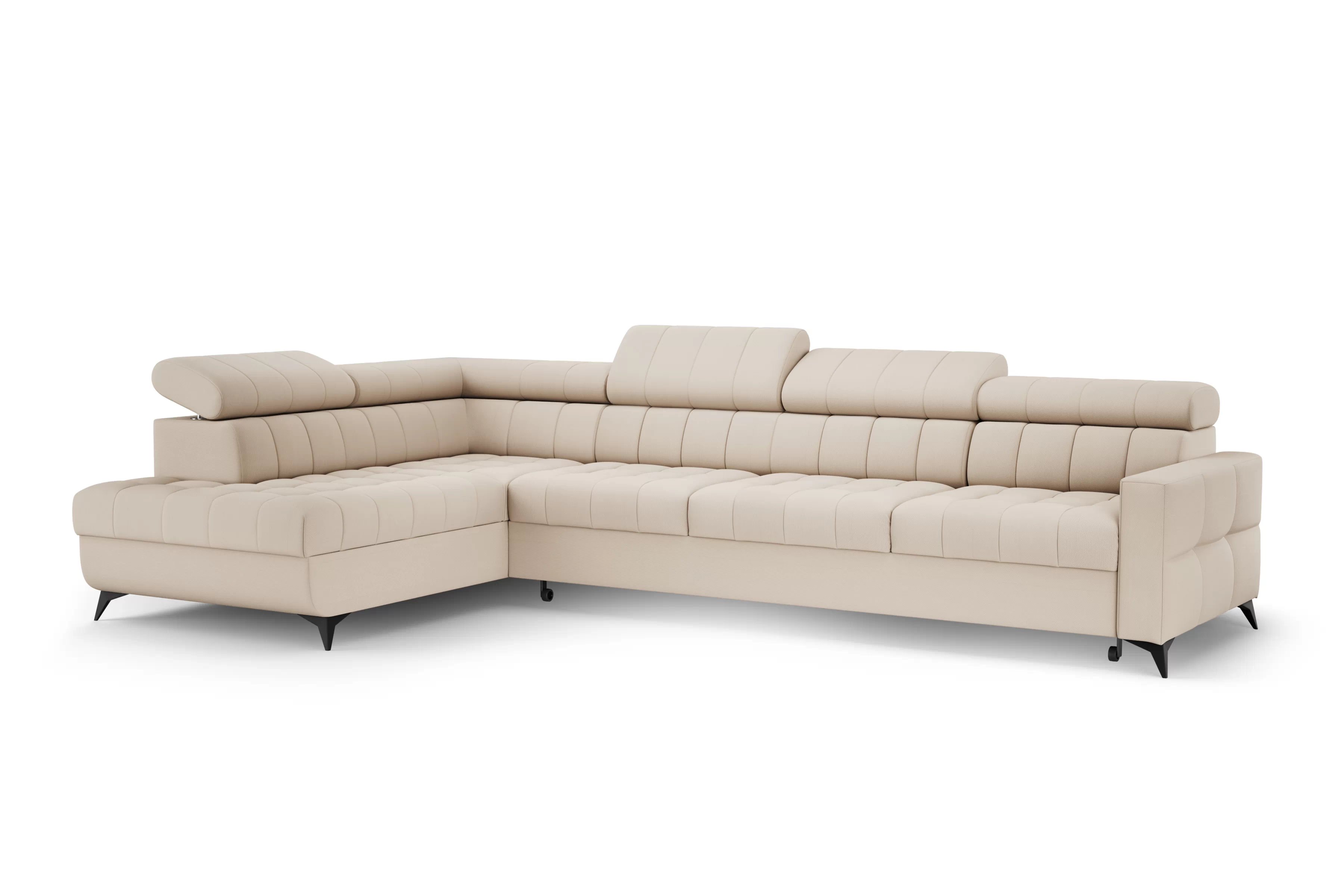 Rozkladacia rohová sedacia súprava Nardo Maxi ľavá - béžový plyš Pretty 03 Rohová sedacia súprava Nardo Maxi s funkciou spánku Ľavá strana - béžový plusz Pretty 03 