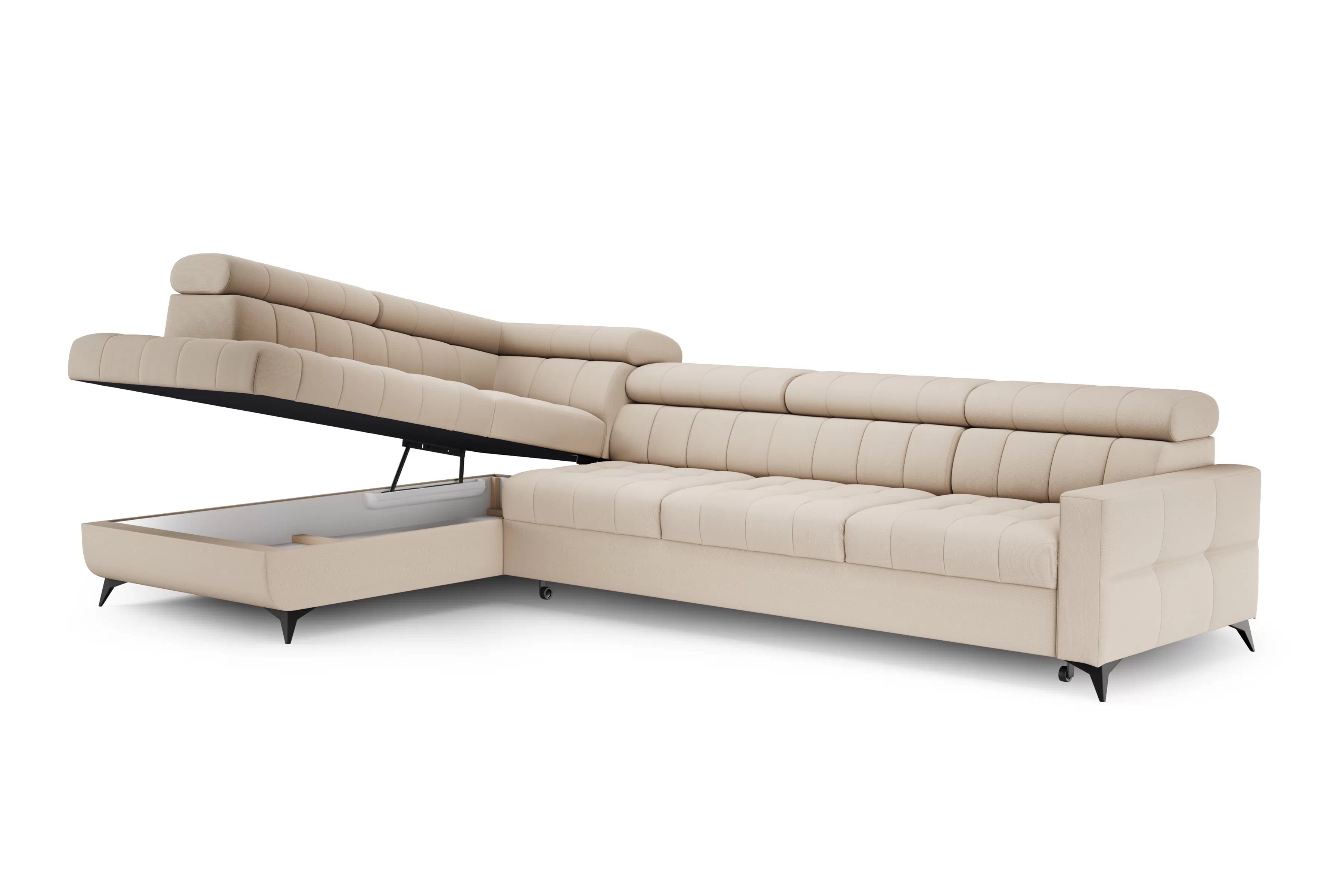 Rozkladacia rohová sedacia súprava Nardo Maxi ľavá - béžový plyš Pretty 03 Rohová sedacia súprava Nardo Maxi s funkciou spánku Ľavá strana - béžový plusz Pretty 03 