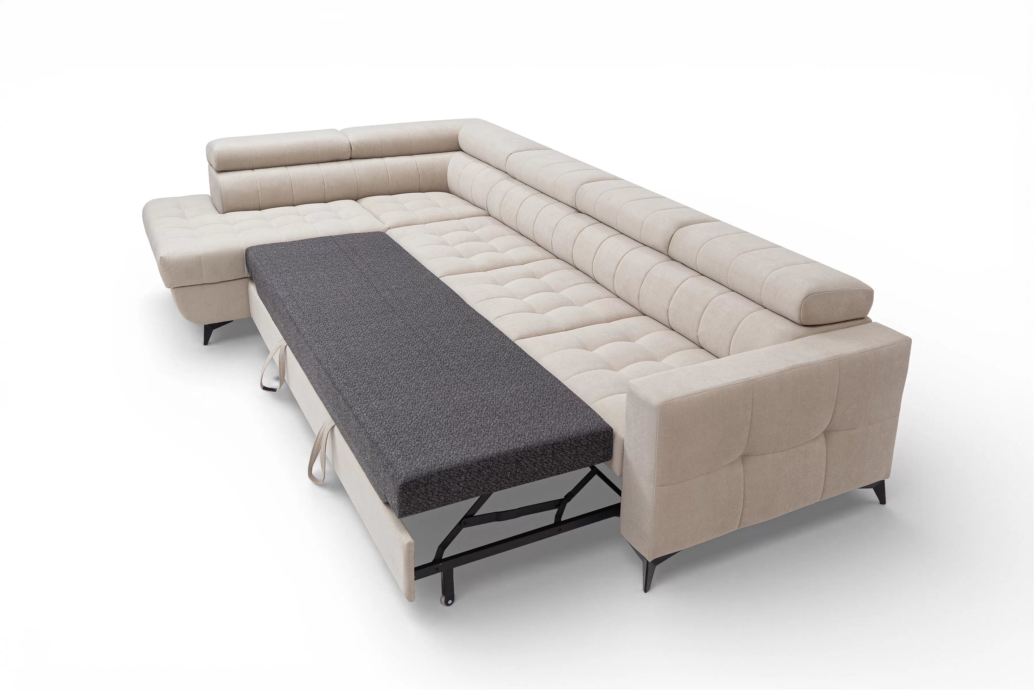 Rohová sedačka Nardo Maxi s funkciou spania ľavá - béžový plyš Pretty 03 Rohová sedacia súprava Nardo Maxi s funkciou spánku Ľavá strana - béžový plusz Pretty 03