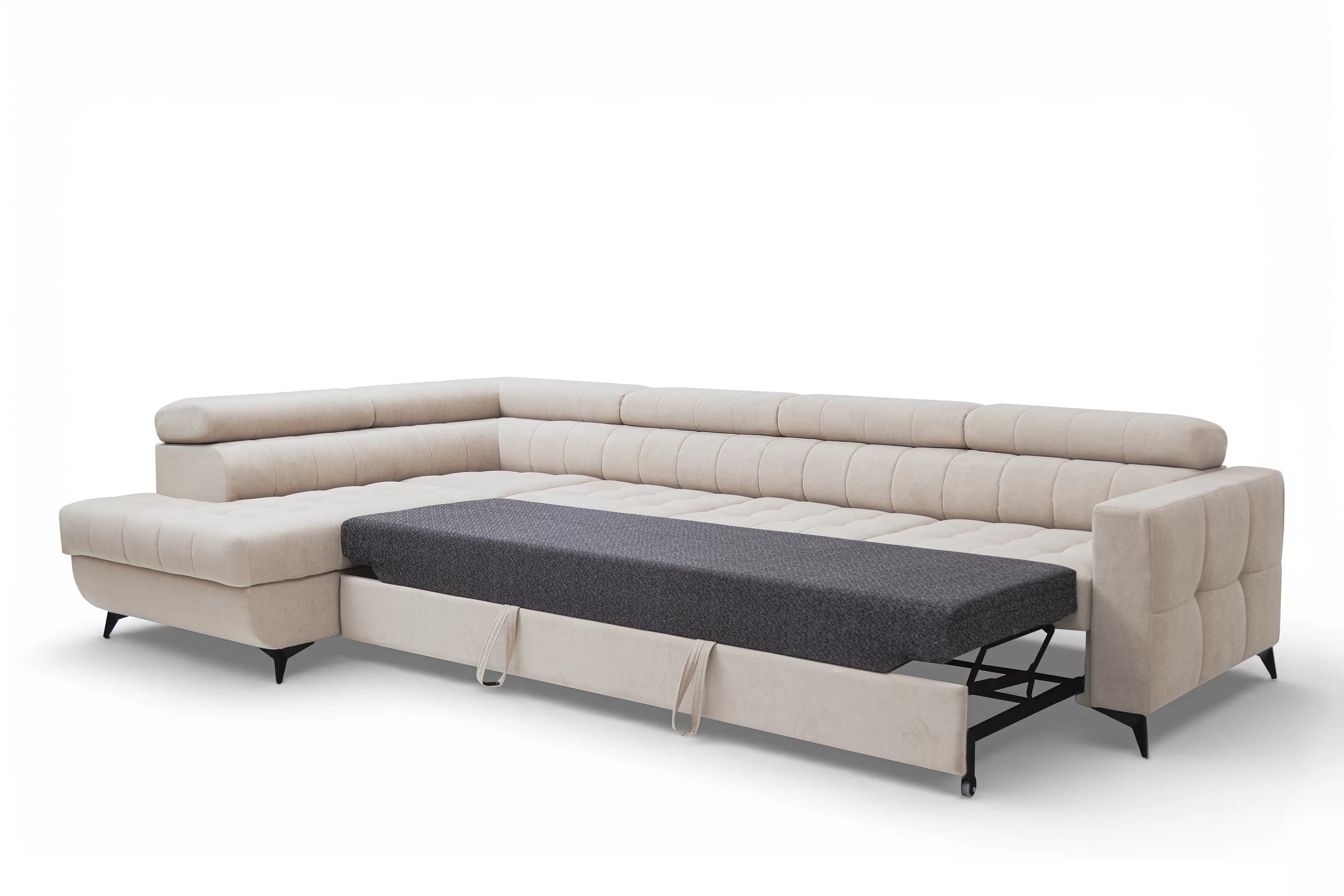 Rohová sedačka Nardo Maxi s funkciou spania ľavá - béžový plyš Pretty 03 Rohová sedacia súprava Nardo Maxi s funkciou spánku Ľavá strana - béžový plusz Pretty 03