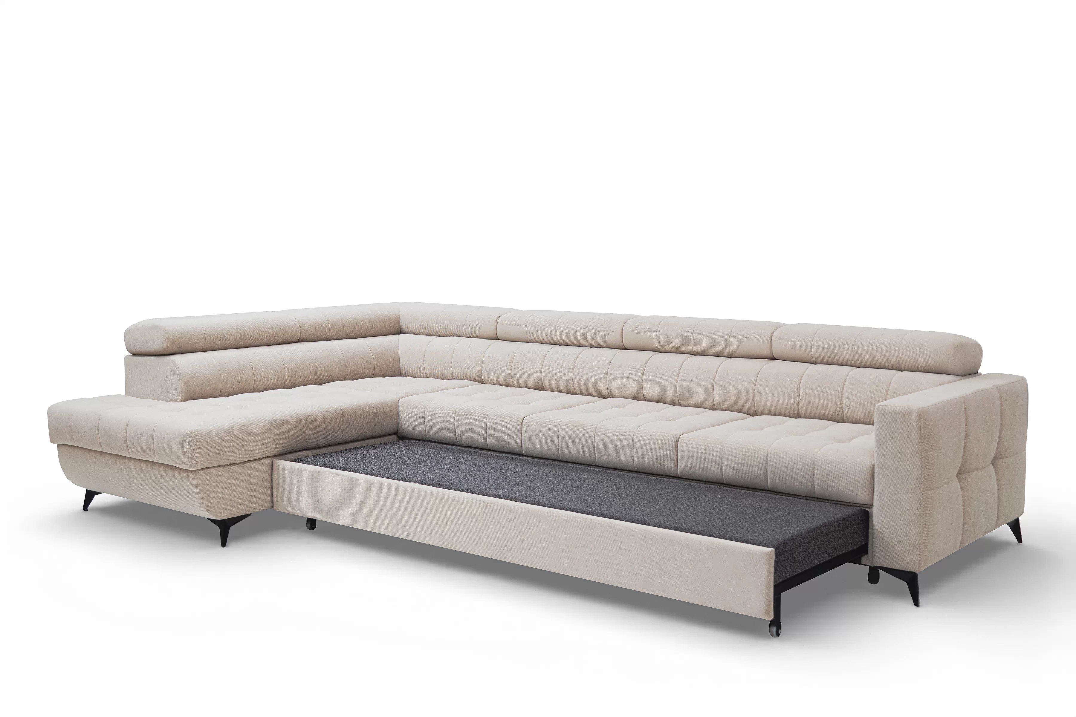 Rohová sedačka Nardo Maxi s funkciou spania ľavá - béžový plyš Pretty 03 Rohová sedacia súprava Nardo Maxi s funkciou spánku Ľavá strana - béžový plusz Pretty 03