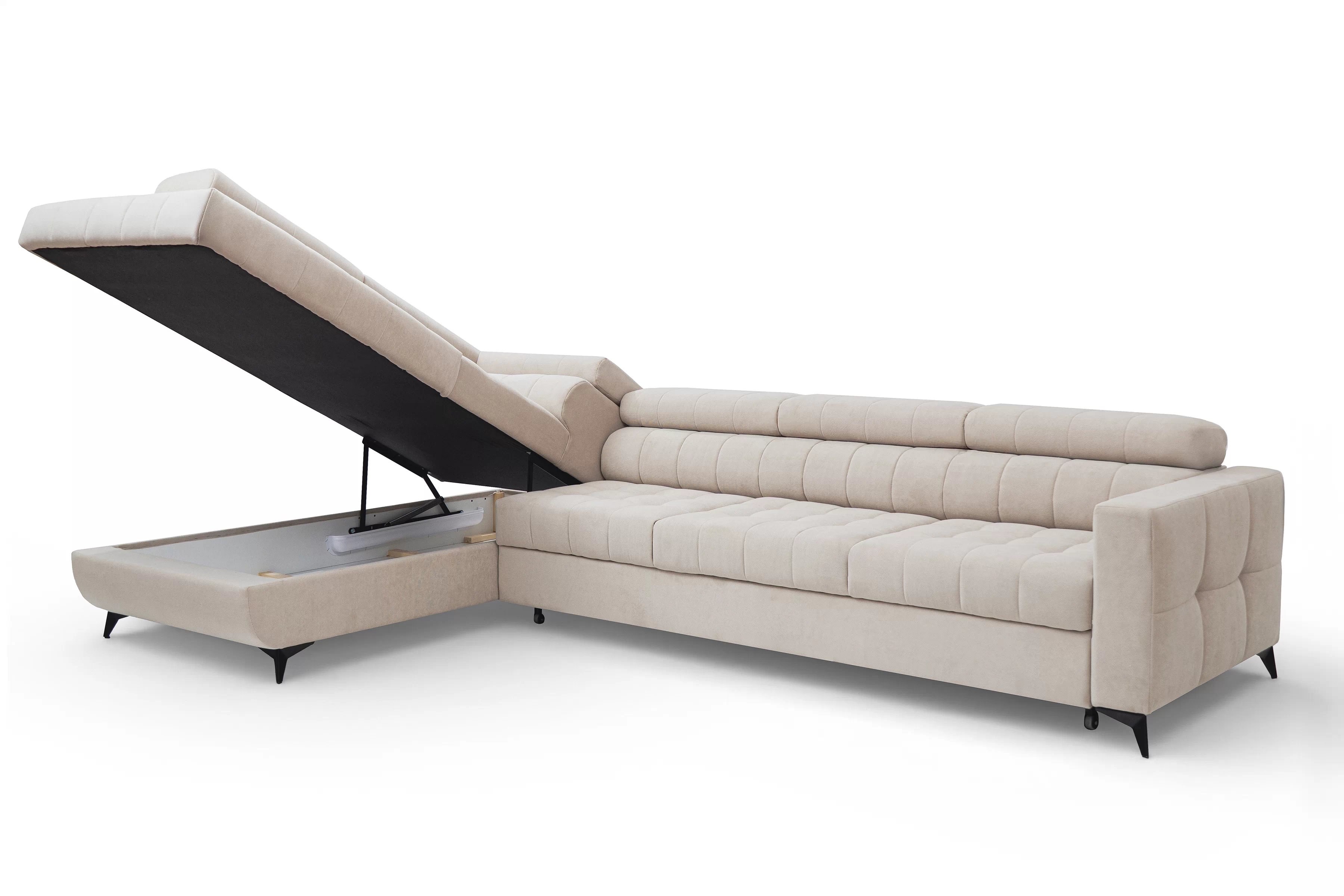 Rohová sedačka Nardo Maxi s funkciou spania ľavá - béžový plyš Pretty 03 Rohová sedacia súprava Nardo Maxi s funkciou spánku Ľavá strana - béžový plusz Pretty 03