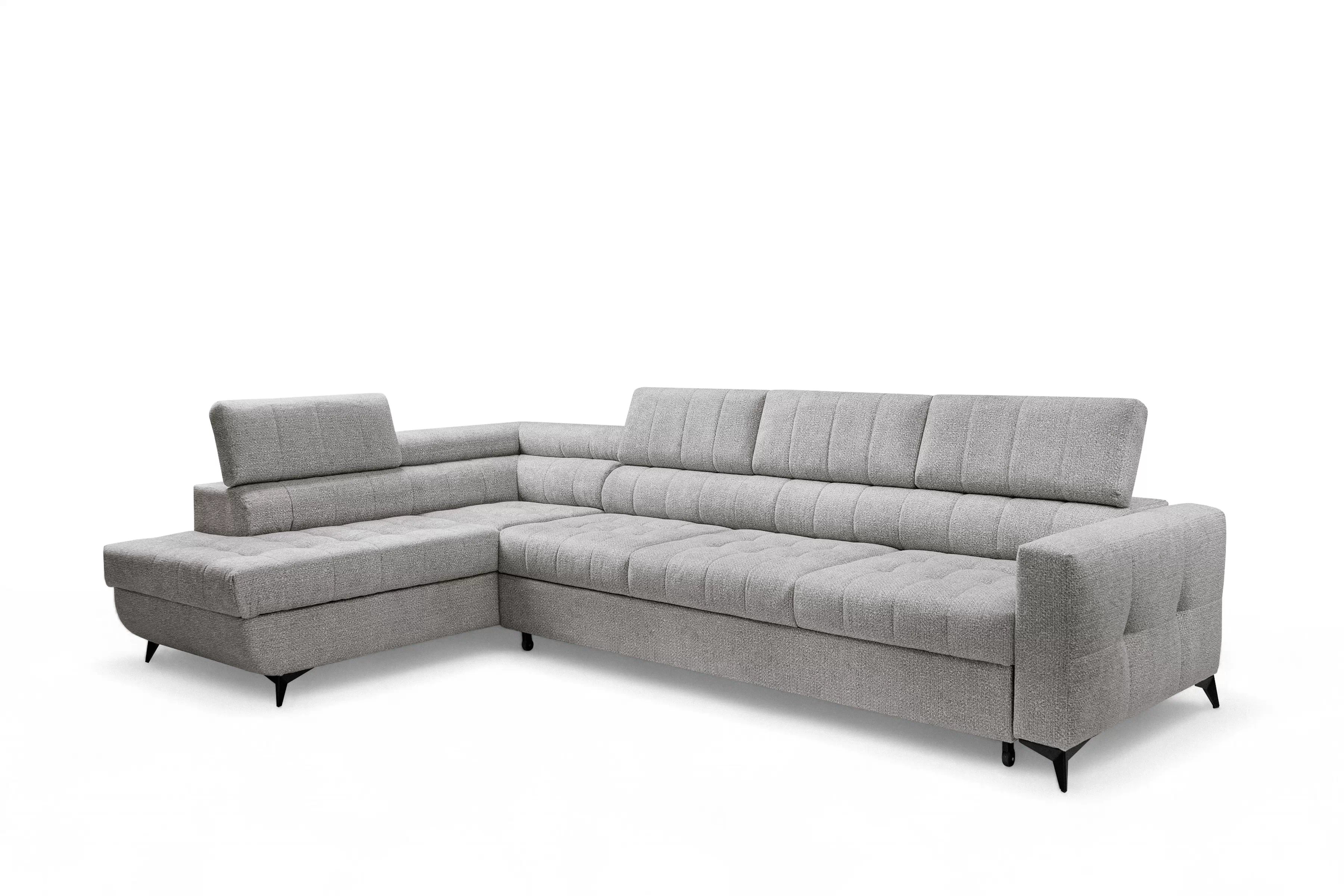 Rozkladacia rohová sedacia súprava Nardo Maxi ľavá - šedá ľahkočistiaca žinylka Taro 11 Rohová sedacia súprava Nardo Maxi s funkciou spánku Ľavá strana - šedá šenil ľahkočistiaci Taro 11