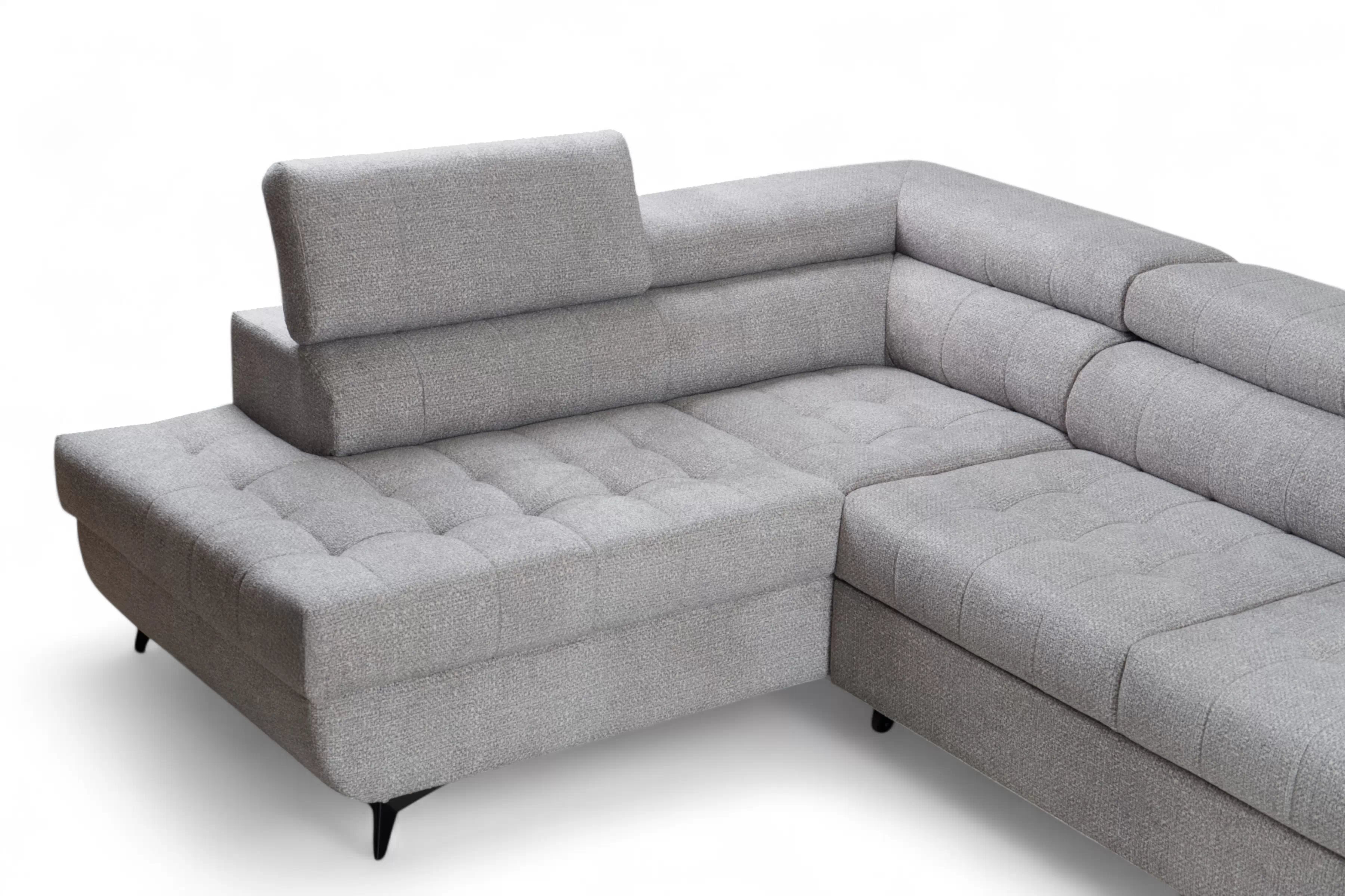 Rozkladacia rohová sedacia súprava Nardo Maxi ľavá - šedá ľahkočistiaca žinylka Taro 11 Rohová sedacia súprava Nardo Maxi s funkciou spánku Ľavá strana - šedá šenil ľahkočistiaci Taro 11