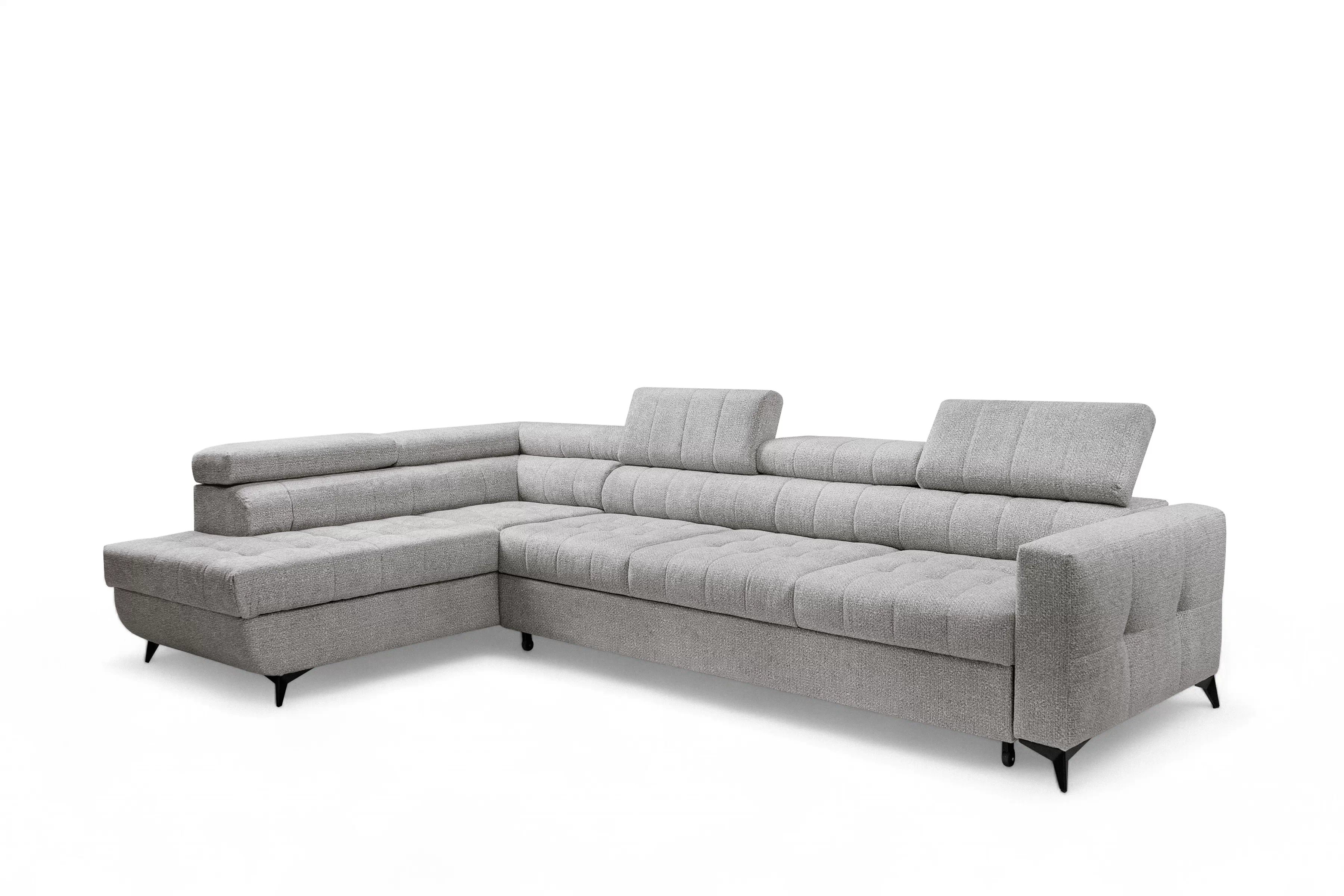 Rozkladacia rohová sedacia súprava Nardo Maxi ľavá - šedá ľahkočistiaca žinylka Taro 11 Rohová sedacia súprava Nardo Maxi s funkciou spánku Ľavá strana - šedá šenil ľahkočistiaci Taro 11