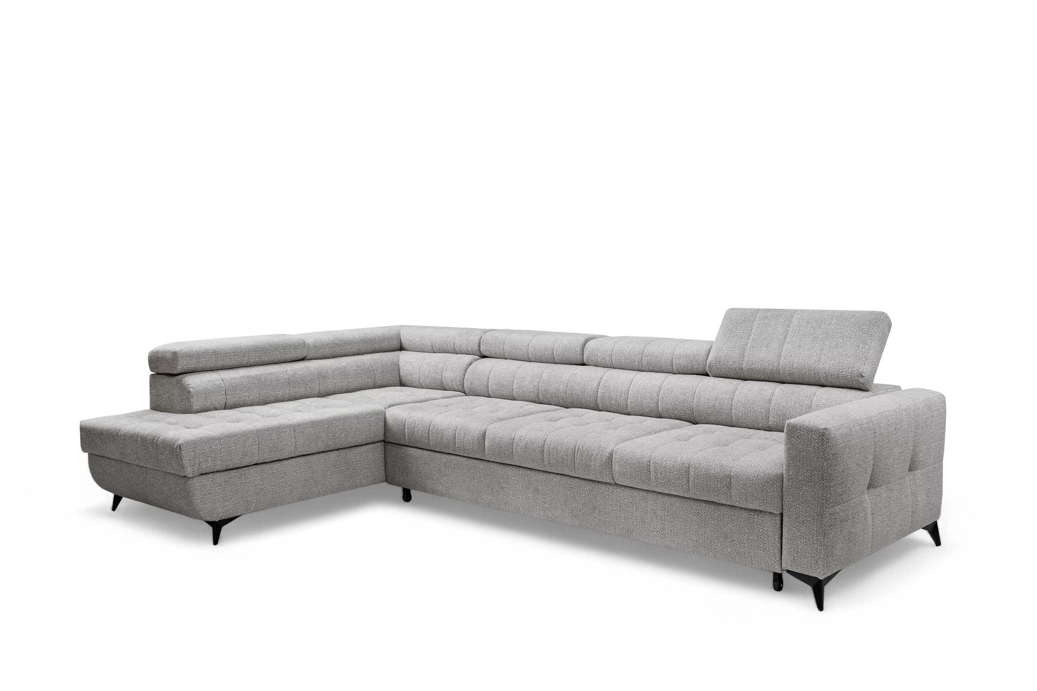 Rozkladacia rohová sedacia súprava Nardo Maxi ľavá - šedá ľahkočistiaca žinylka Taro 11 Rohová sedacia súprava Nardo Maxi s funkciou spánku Ľavá strana - šedá šenil ľahkočistiaci Taro 11