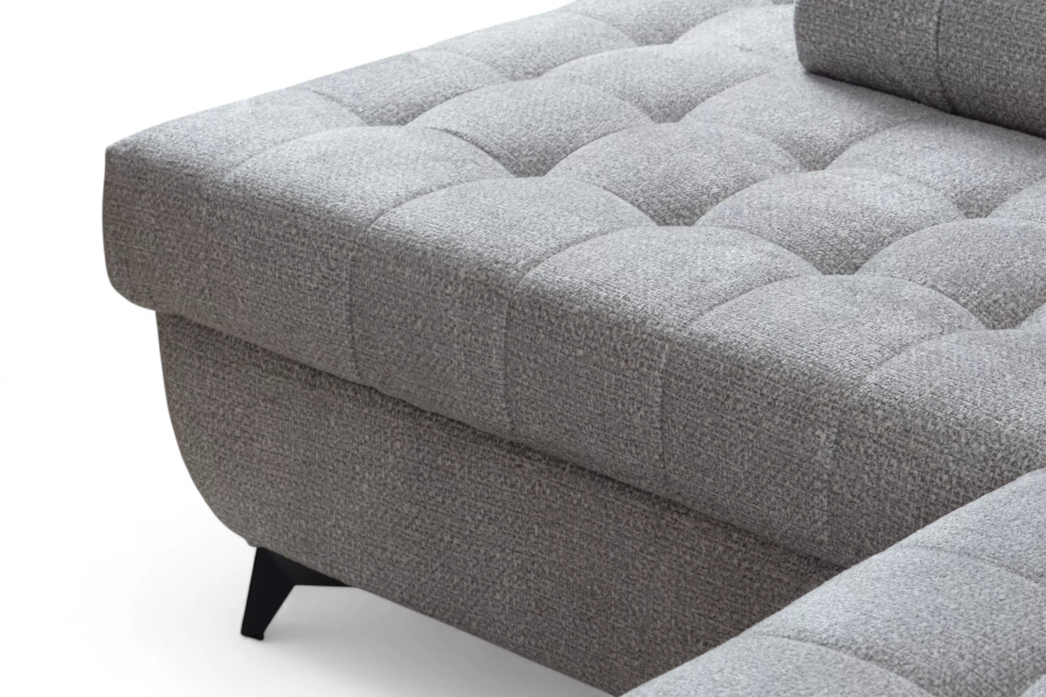 Rozkladacia rohová sedacia súprava Nardo Maxi ľavá - šedá ľahkočistiaca žinylka Taro 11 Rohová sedacia súprava Nardo Maxi s funkciou spánku Ľavá strana - šedá šenil ľahkočistiaci Taro 11