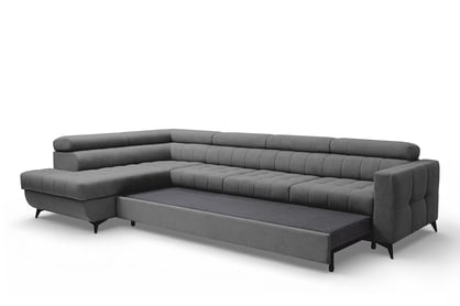 Rohová sedačka Nardo Maxi s funkciou spania ľavá - sivý plyš Pretty 17 Rohová sedacia súprava Nardo Maxi s funkciou spánku Ľavá strana - šedý plusz Pretty 17
