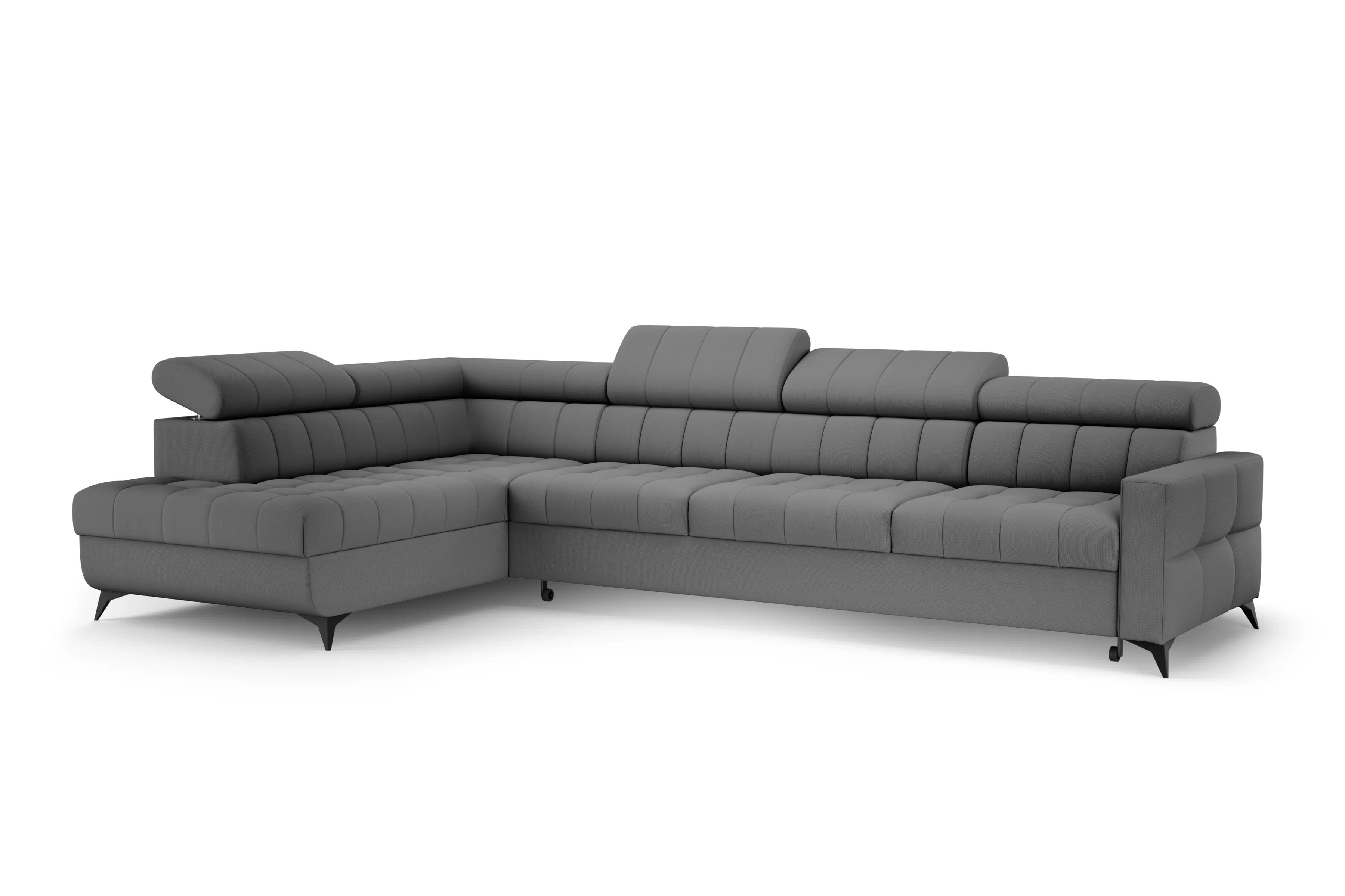 Rozkladacia rohová sedacia súprava Nardo Maxi ľavá - sivý plyš Pretty 17 Rohová sedacia súprava Nardo Maxi s funkciou spánku Ľavá strana - šedý plusz Pretty 17