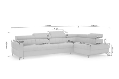 Rozkladacia rohová sedacia súprava Nardo Maxi ľavá - šedá ľahkočistiaca žinylka Taro 11 Rohová sedacia súprava Nardo Maxi s funkciou spánku Ľavá strana - šedý šenil ľahkočistiaci Taro 11