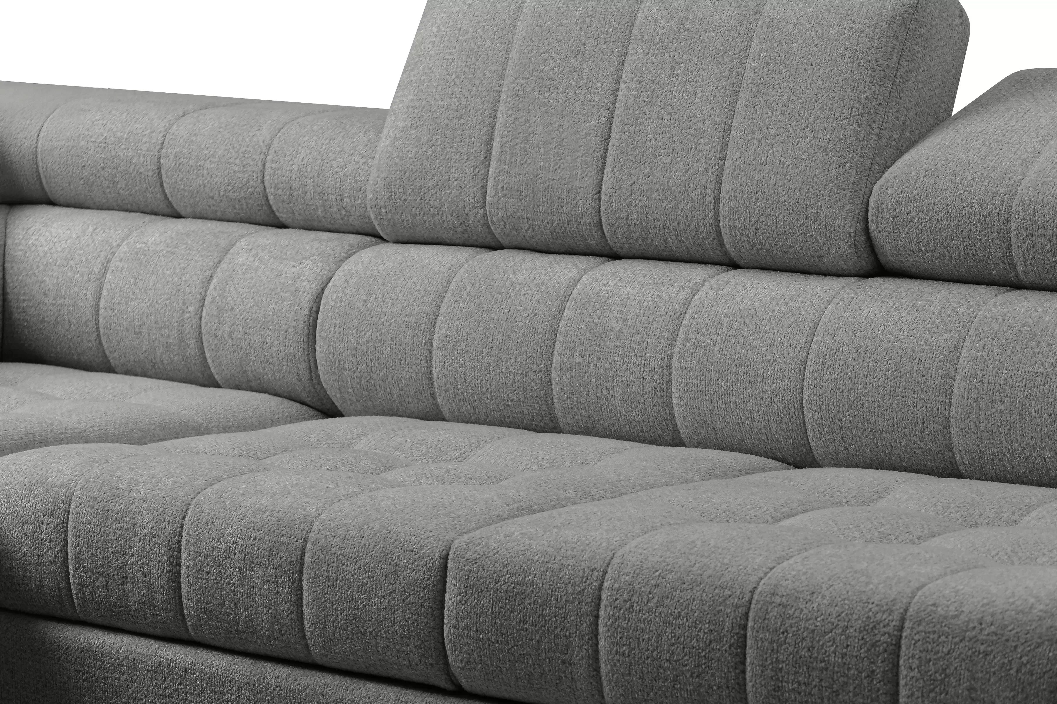 Rozkladacia rohová sedacia súprava Nardo Maxi ľavá - šedá ľahkočistiaca žinylka Taro 97 Rohová sedacia súprava Nardo Maxi s funkciou spánku Ľavá strana - šedý šenil ľahkočistiaci Taro 97 