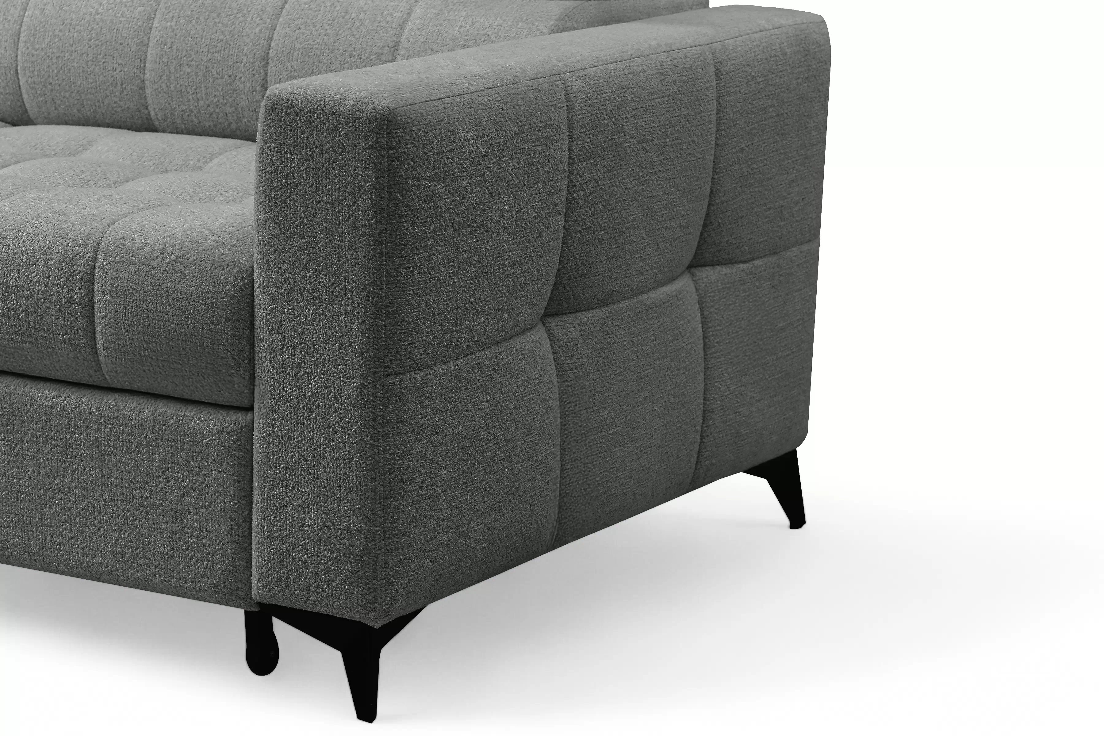 Rozkladacia rohová sedacia súprava Nardo Maxi ľavá - šedá ľahkočistiaca žinylka Taro 97 Rohová sedacia súprava Nardo Maxi s funkciou spánku Ľavá strana - šedý šenil ľahkočistiaci Taro 97 