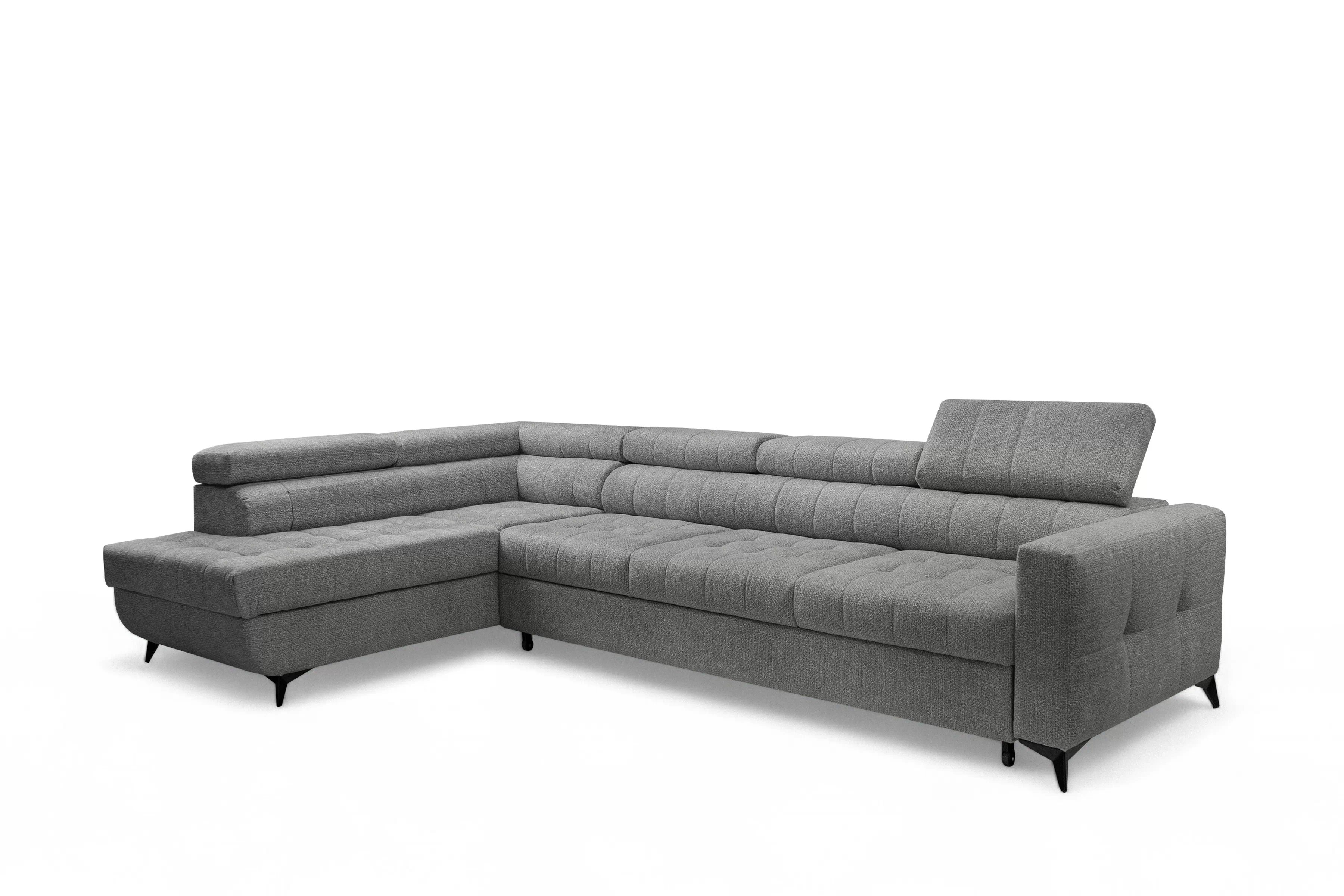 Rozkladacia rohová sedacia súprava Nardo Maxi ľavá - šedá ľahkočistiaca žinylka Taro 97 Rohová sedacia súprava Nardo Maxi s funkciou spánku Ľavá strana - šedý šenil ľahkočistiaci Taro 97 