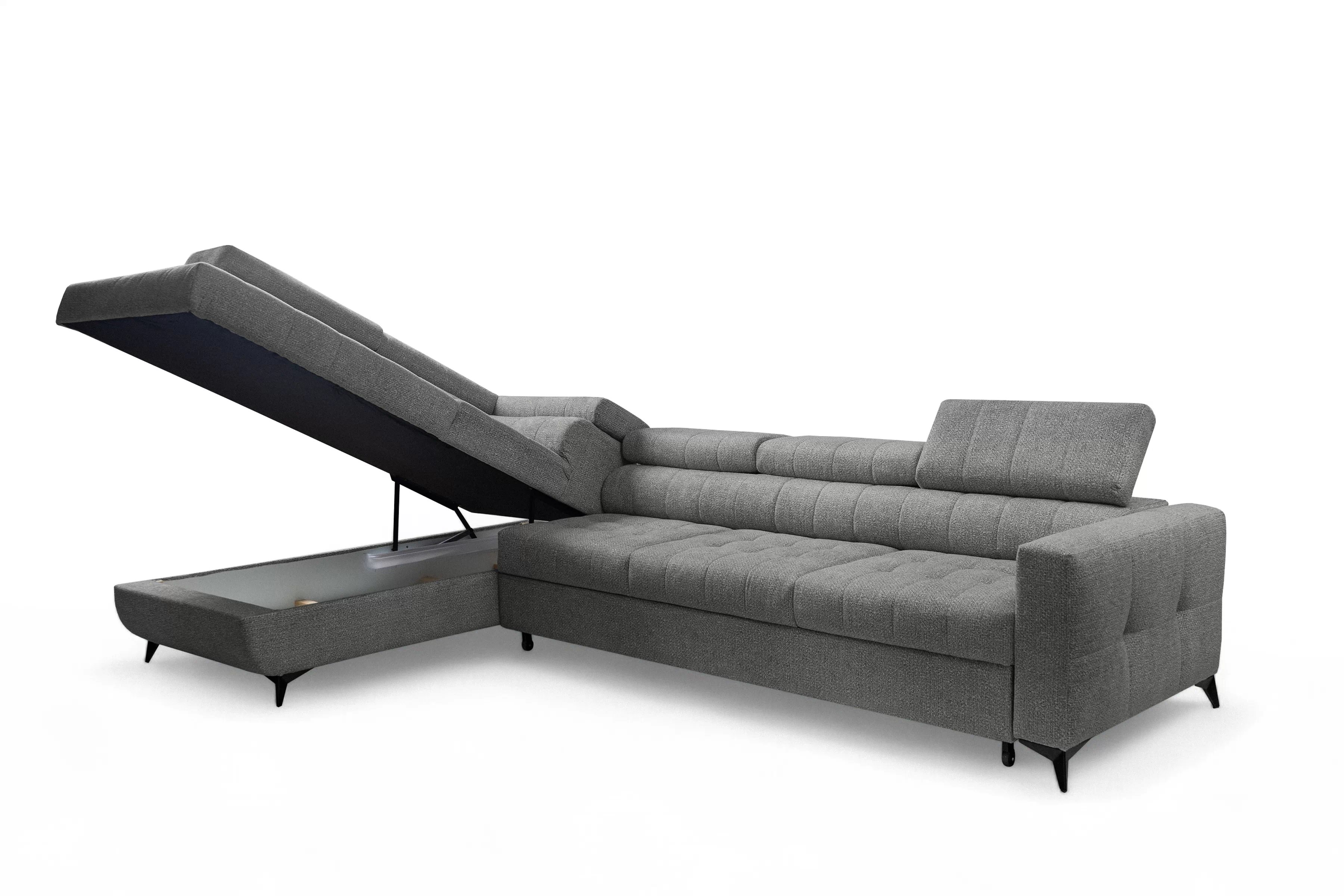 Rozkladacia rohová sedacia súprava Nardo Maxi ľavá - šedá ľahkočistiaca žinylka Taro 97 Rohová sedacia súprava Nardo Maxi s funkciou spánku Ľavá strana - šedý šenil ľahkočistiaci Taro 97 