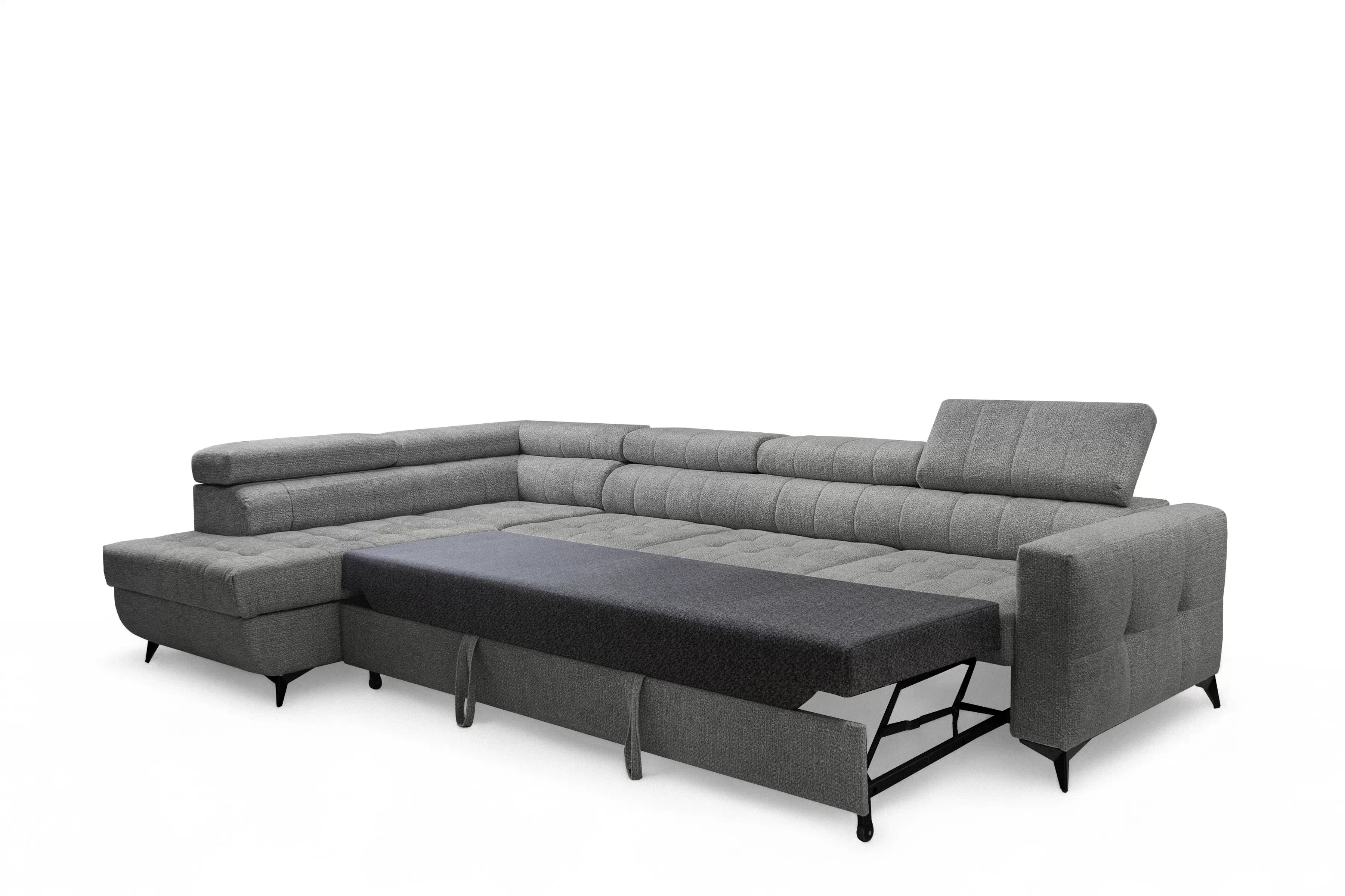 Rozkladacia rohová sedacia súprava Nardo Maxi ľavá - šedá ľahkočistiaca žinylka Taro 97 Rohová sedacia súprava Nardo Maxi s funkciou spánku Ľavá strana - šedý šenil ľahkočistiaci Taro 97 